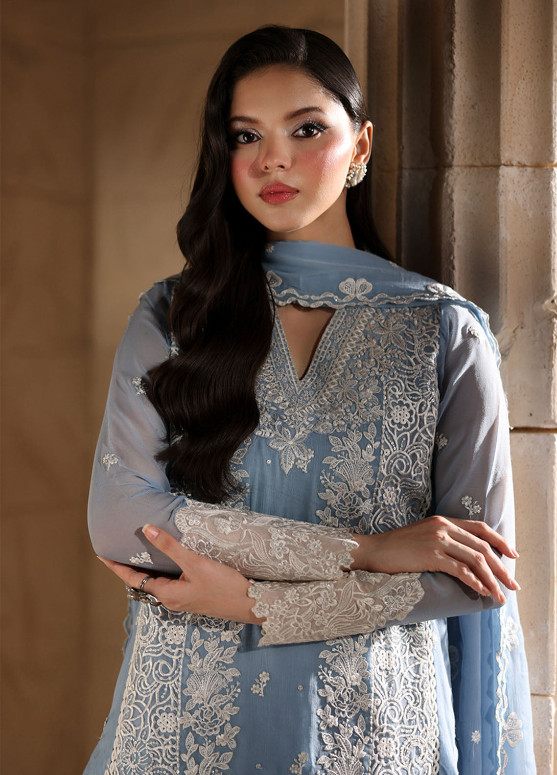 Luxè By Azure Embroidered Chiffon 3 Piece Unstitched Suit AZU25L D-SÉRÉNITÉ Luxè By Azure Embroidered Chiffon 3 Piece Unstitched Suit AZU25L D-SÉRÉNITÉ