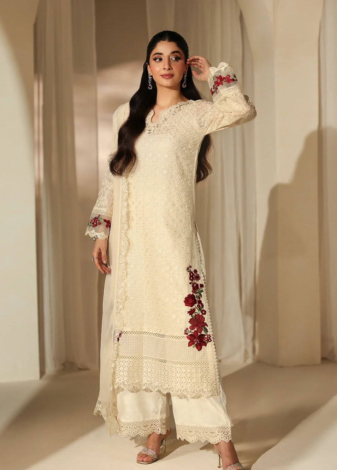 Luxè By Azure Embroidered Khaddi Net 3 Piece Unstitched Suit AZU25L D-IVORY FLORA Luxè By Azure Embroidered Khaddi Net 3 Piece Unstitched Suit AZU25L D-IVORY FLORA