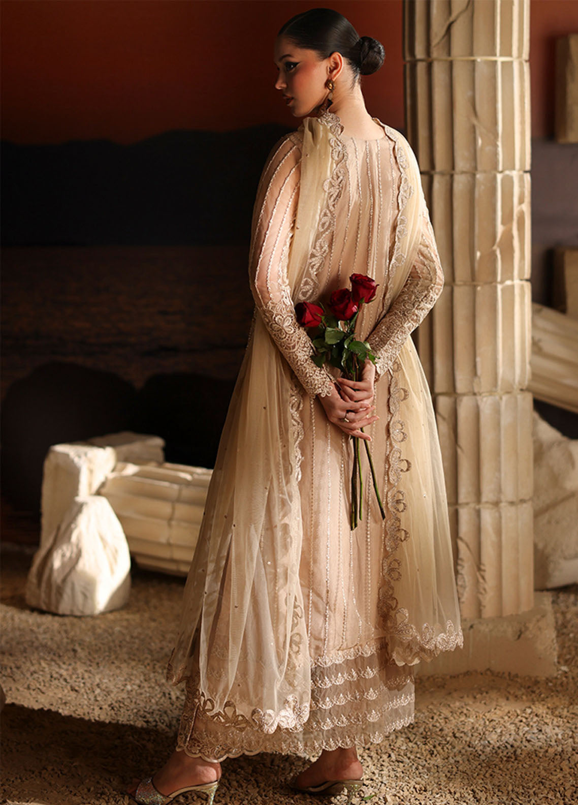 Luxè By Azure Embroidered Net 3 Piece Unstitched Suit AZU25L D-ÉLAN Luxè By Azure Embroidered Net 3 Piece Unstitched Suit AZU25L D-ÉLAN