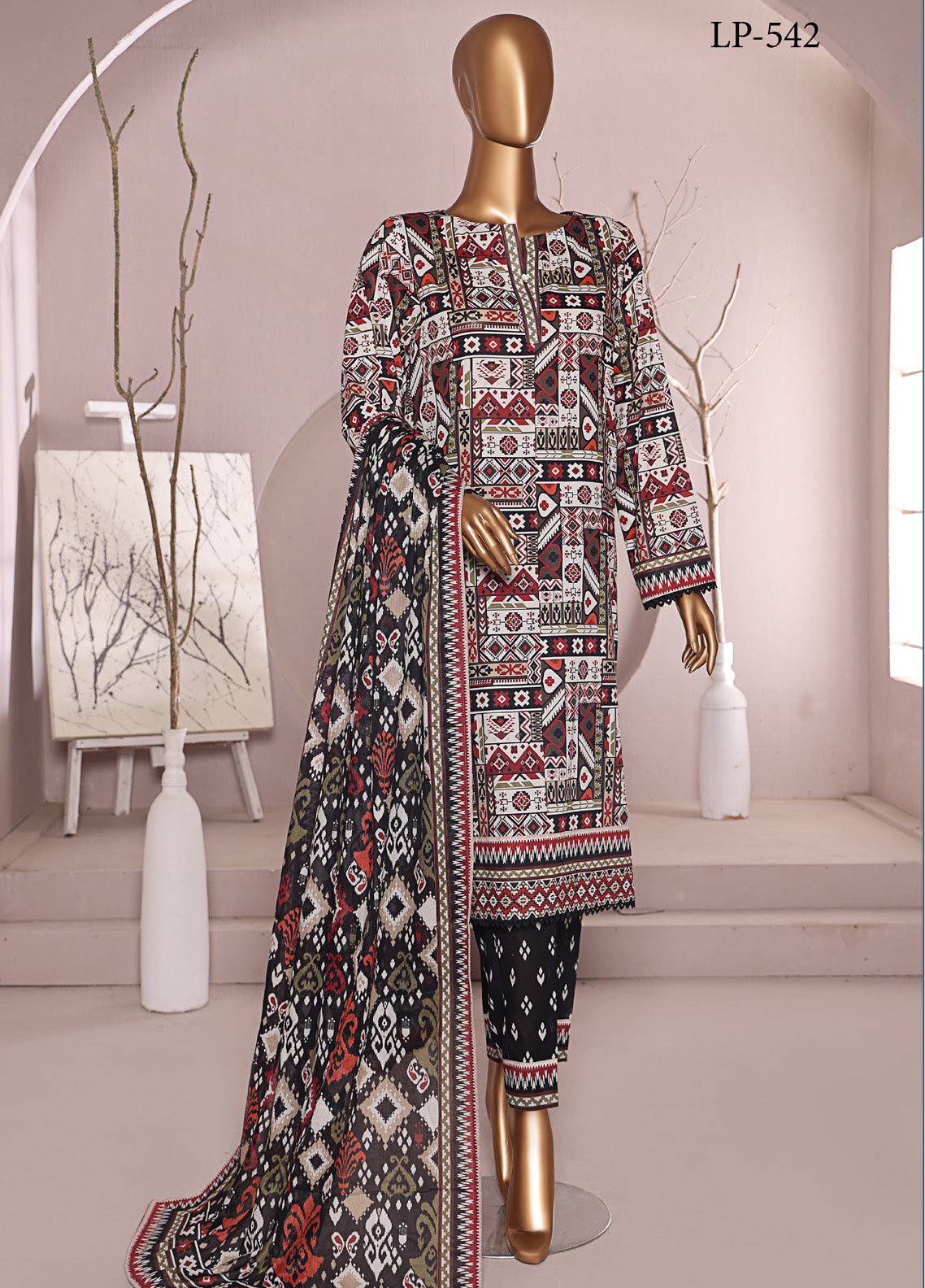 Luxe Prints By HZ Textile Printed Lawn 3 Piece Unstitched Suit HZ25LP LP-542 Luxe Prints By HZ Textile Printed Lawn 3 Piece Unstitched Suit HZ25LP LP-542