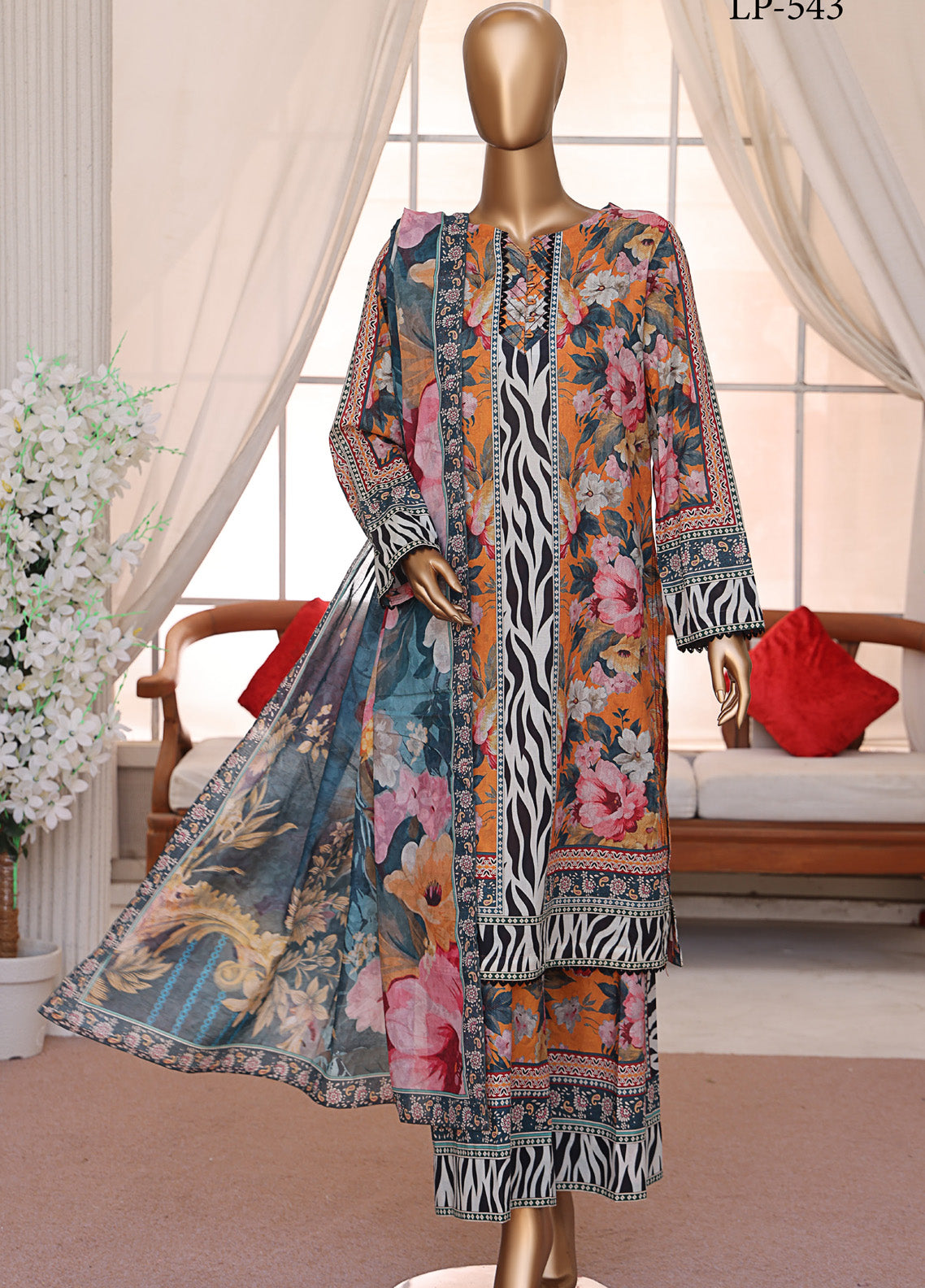 Luxe Prints By HZ Textile Printed Lawn 3 Piece Unstitched Suit HZ25LP LP-543 Luxe Prints By HZ Textile Printed Lawn 3 Piece Unstitched Suit HZ25LP LP-543