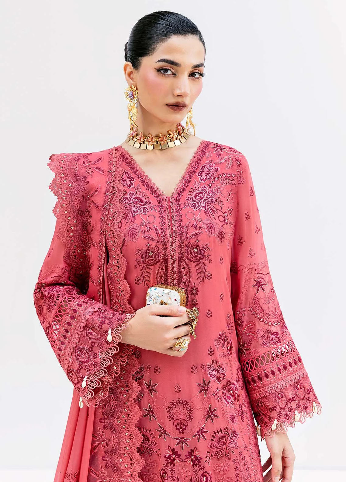 Luxe Serene By Imrozia Embroidered Georgette 3 Piece Unstitched Suit IM25LS D-S-1092 SALMON Luxe Serene By Imrozia Embroidered Georgette 3 Piece Unstitched Suit IM25LS D-S-1092 SALMON