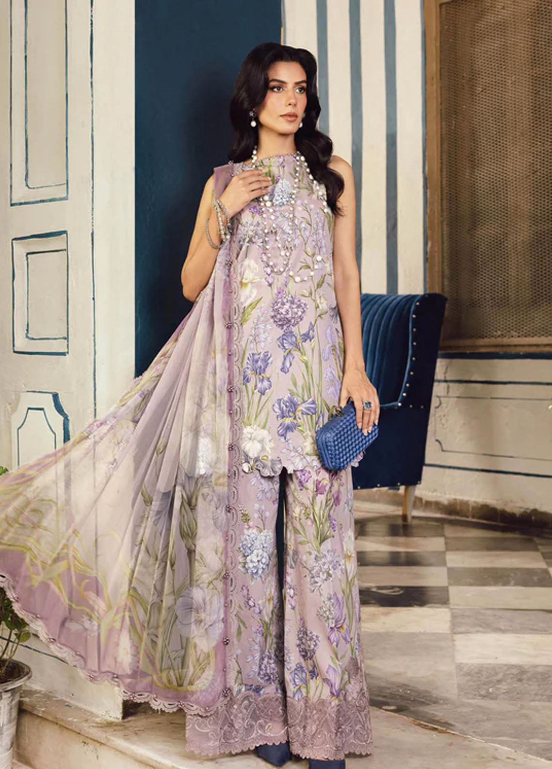 M.Prints By Maria B Embroidered Cambric Suits Unstitched 3 Piece MB25FE MPT-2708-A M.Prints By Maria B Embroidered Cambric Suits Unstitched 3 Piece MB25FE MPT-2708-A