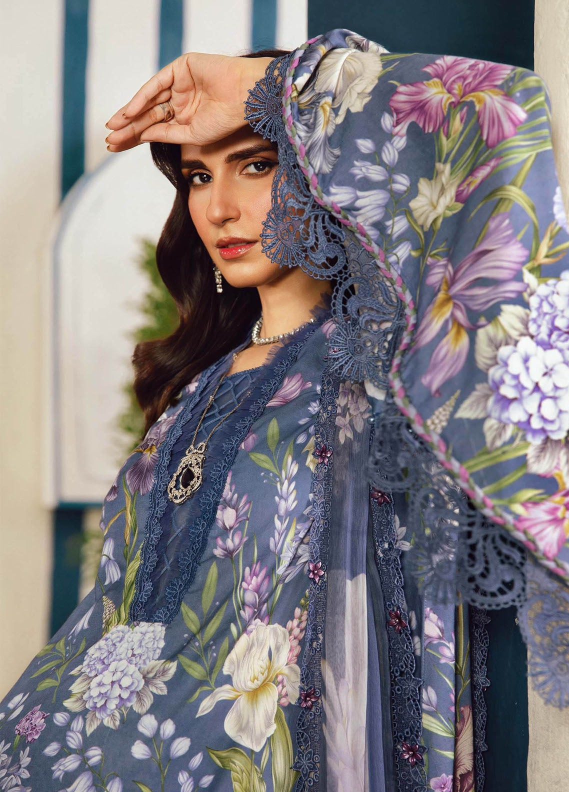M.Prints By Maria B Embroidered Cambric Suits Unstitched 3 Piece MB25FE MPT-2708-B M.Prints By Maria B Embroidered Cambric Suits Unstitched 3 Piece MB25FE MPT-2708-B