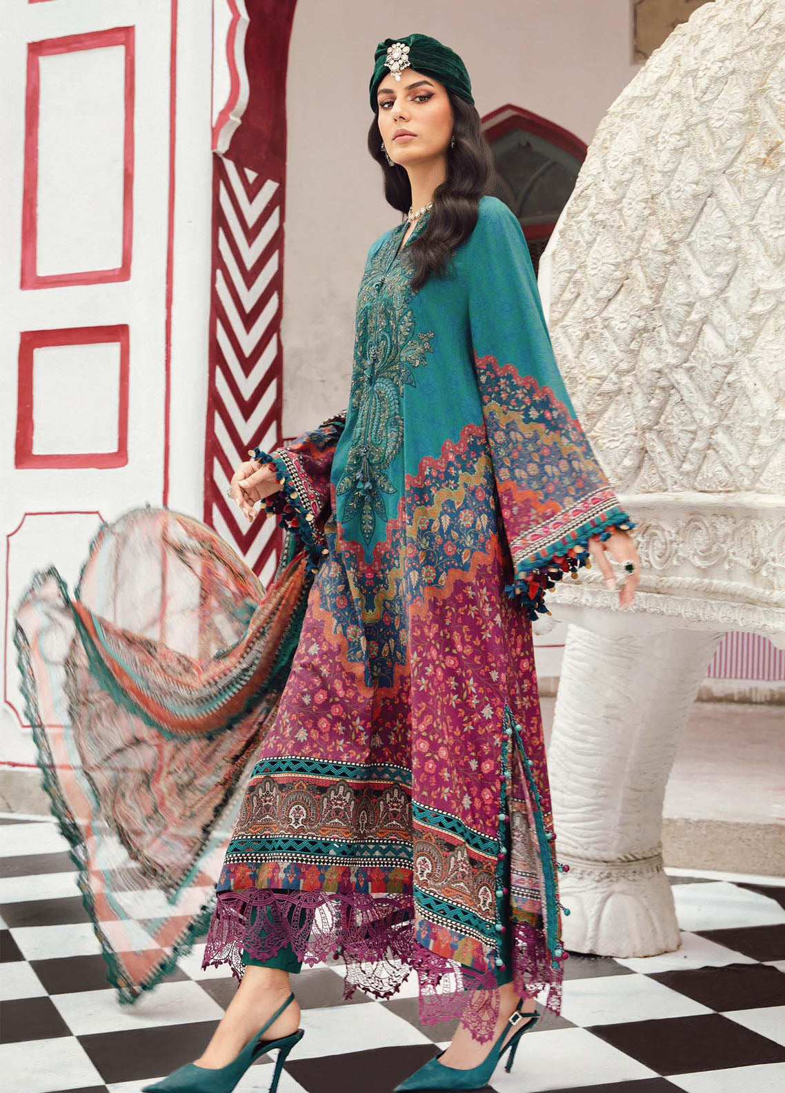 M.Prints By Maria B Embroidered Cambric Suits Unstitched 3 Piece MB25FE MPT-2710-B M.Prints By Maria B Embroidered Cambric Suits Unstitched 3 Piece MB25FE MPT-2710-B