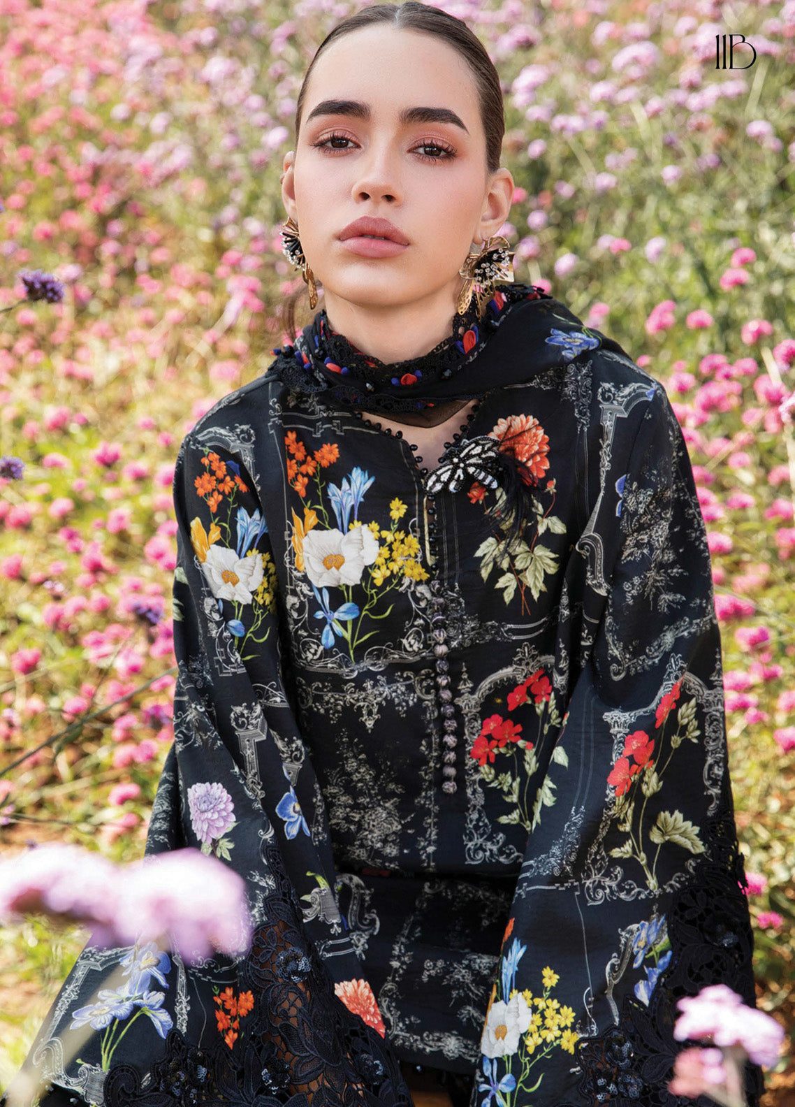 M.Prints By Maria B Embroidered Lawn 3 Piece Unstitched Suit MB25S MPT-2511-B M.Prints By Maria B Embroidered Lawn 3 Piece Unstitched Suit MB25S MPT-2511-B