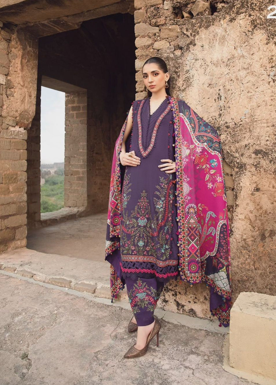 M.Prints By Maria B Embroidered Linen 3 Piece Unstitched Suit MB24WE MPT-2402-A M.Prints By Maria B Embroidered Linen 3 Piece Unstitched Suit MB24WE MPT-2402-A
