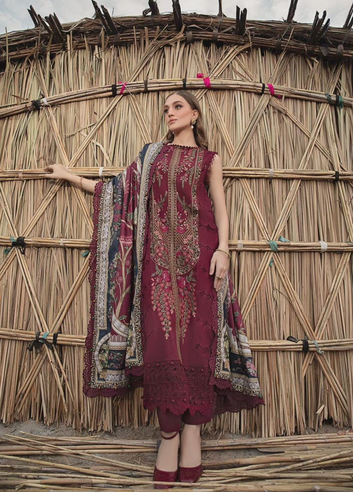 M.Prints By Maria B Embroidered Linen 3 Piece Unstitched Suit MB24WE MPT-2406-B M.Prints By Maria B Embroidered Linen 3 Piece Unstitched Suit MB24WE MPT-2406-B