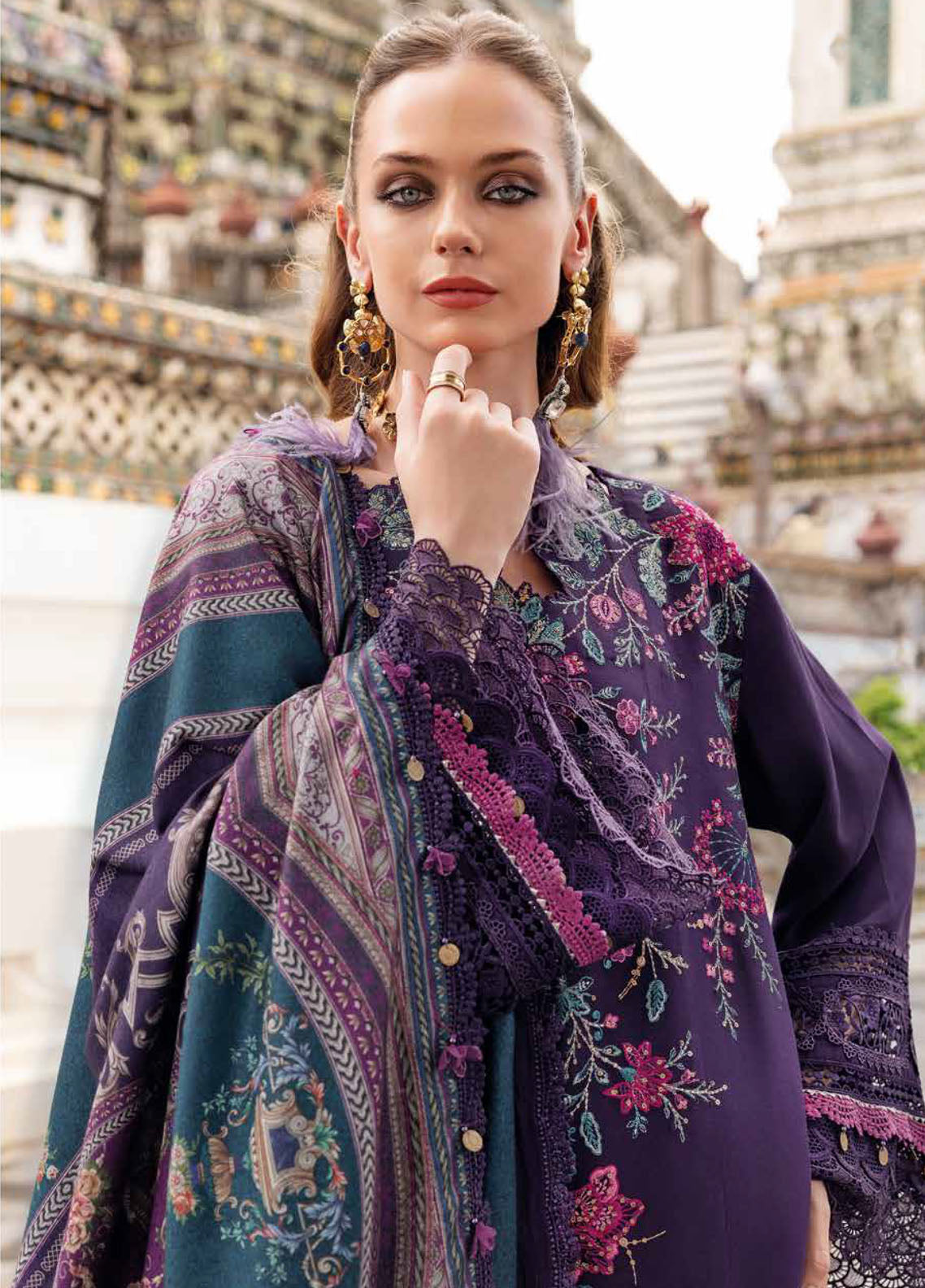 M.Prints By Maria B Embroidered Linen 3 Piece Unstitched Suit MB25MPV28 MPT-2805B M.Prints By Maria B Embroidered Linen 3 Piece Unstitched Suit MB25MPV28 MPT-2805B