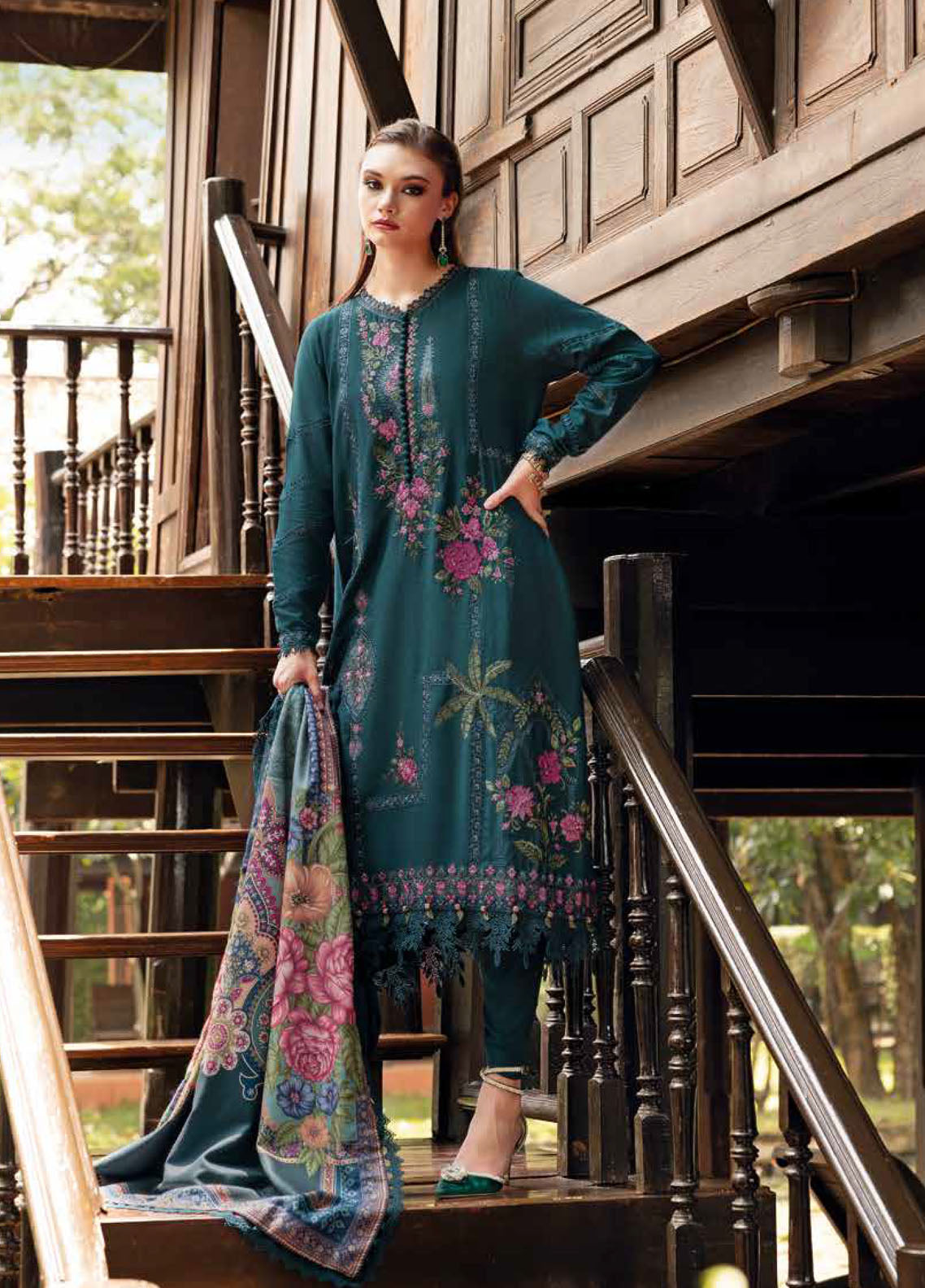 M.Prints By Maria B Embroidered Linen 3 Piece Unstitched Suit MB25MPV28 MPT-2807B M.Prints By Maria B Embroidered Linen 3 Piece Unstitched Suit MB25MPV28 MPT-2807B