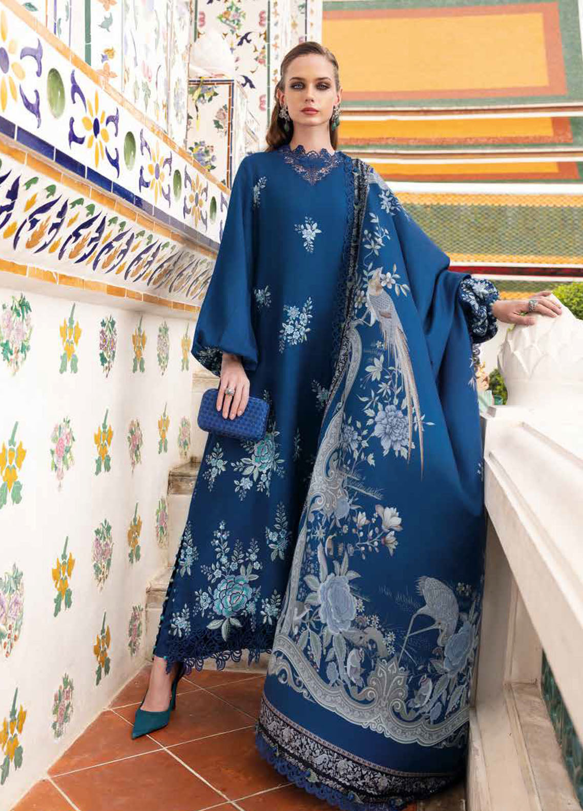 M.Prints By Maria B Embroidered Linen 3 Piece Unstitched Suit MB25MPV28 MPT-2808B M.Prints By Maria B Embroidered Linen 3 Piece Unstitched Suit MB25MPV28 MPT-2808B