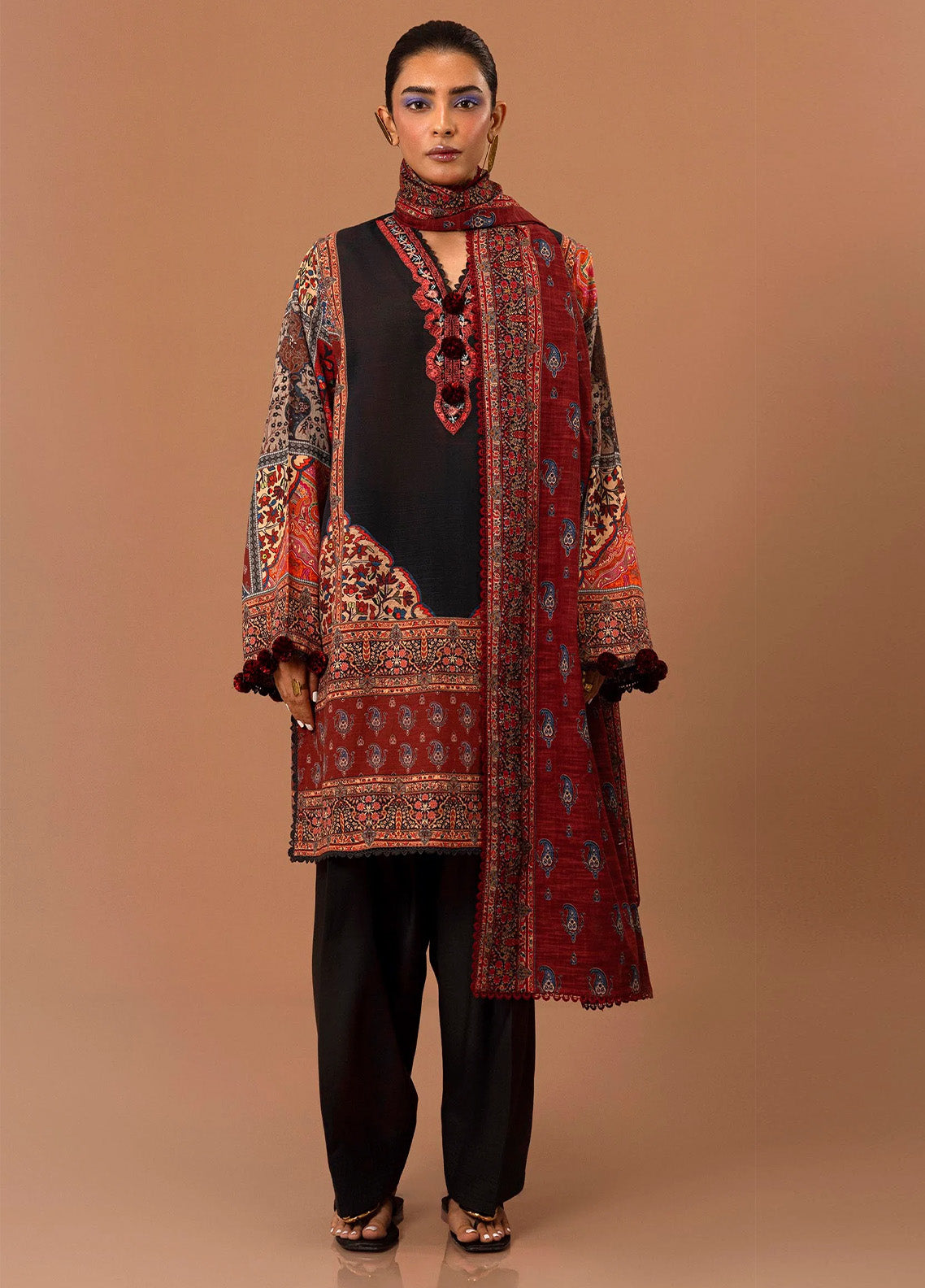 Mahay By Sana Safinaz Embroidered Slub 2 Piece Unstitched Suit H243-019A-2BQ Mahay By Sana Safinaz Embroidered Slub 2 Piece Unstitched Suit H243-019A-2BQ