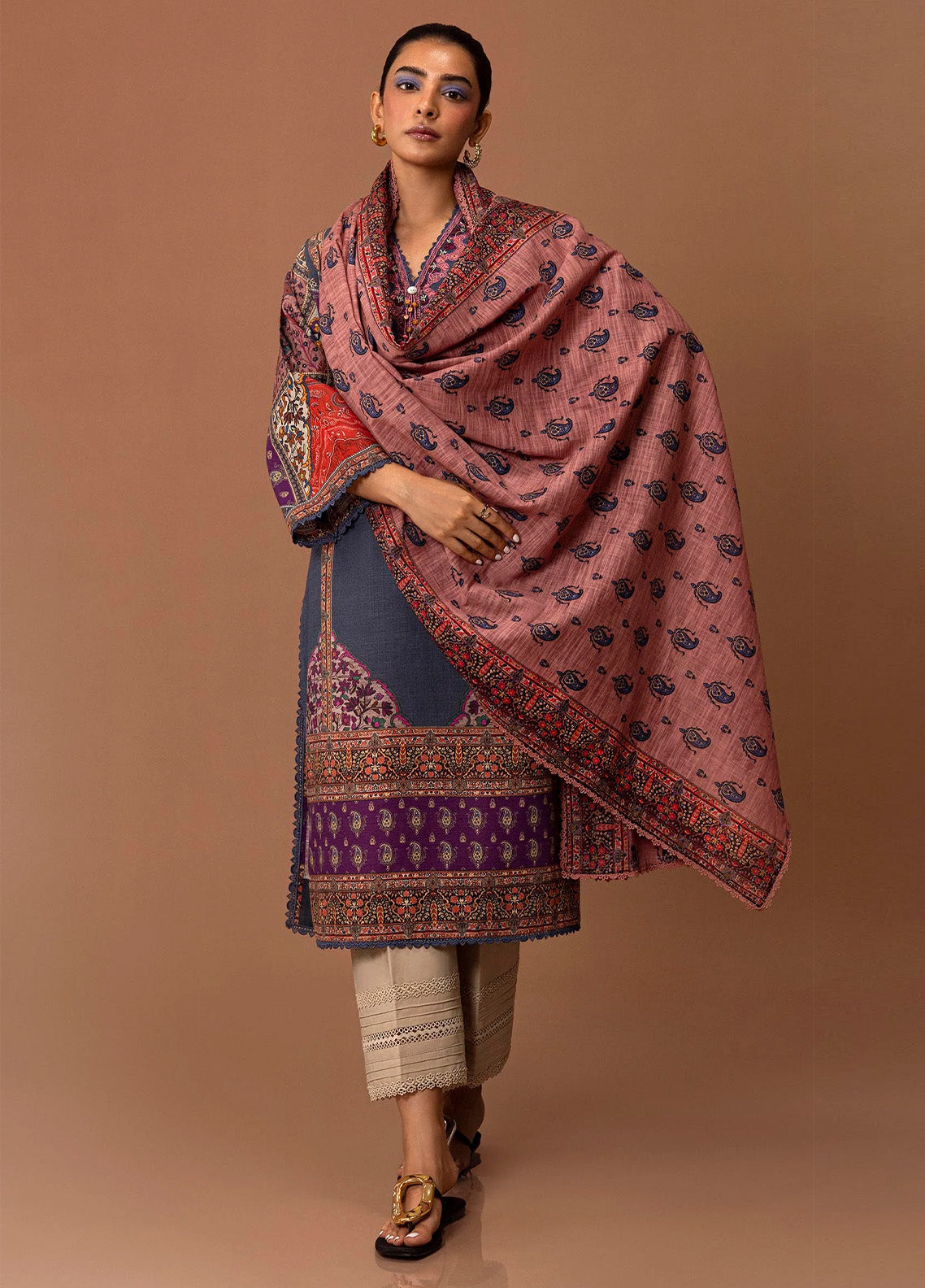 Mahay By Sana Safinaz Embroidered Slub 2 Piece Unstitched Suit H243-019B-2BQ Mahay By Sana Safinaz Embroidered Slub 2 Piece Unstitched Suit H243-019B-2BQ
