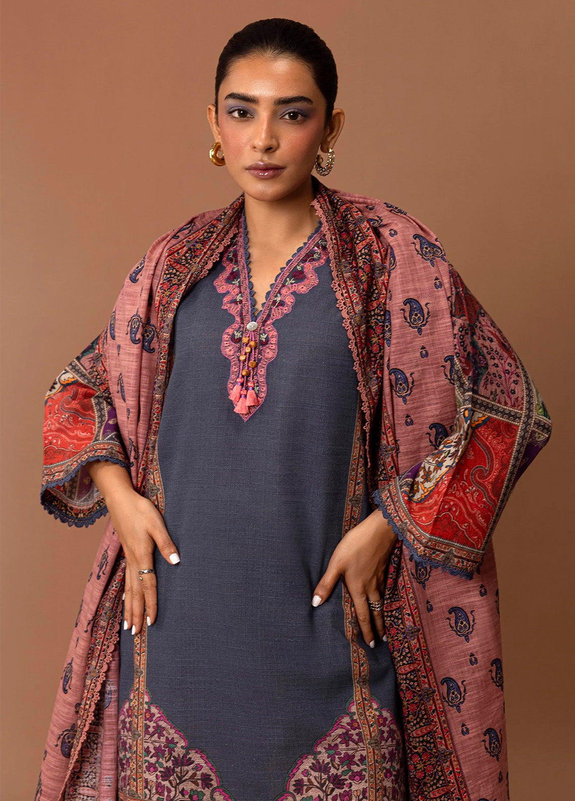 Mahay By Sana Safinaz Embroidered Slub 2 Piece Unstitched Suit H243-019B-2BQ Mahay By Sana Safinaz Embroidered Slub 2 Piece Unstitched Suit H243-019B-2BQ