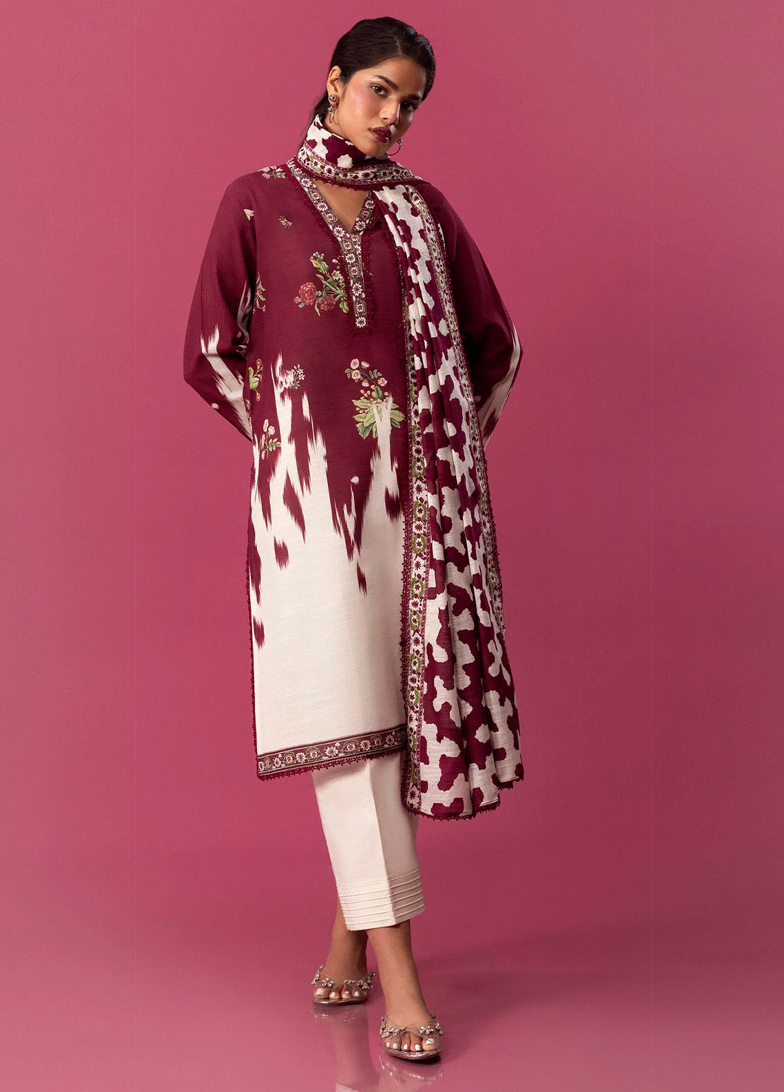 Mahay By Sana Safinaz Embroidered Slub 2 Piece Unstitched Suit H243-021A-2BQ Mahay By Sana Safinaz Embroidered Slub 2 Piece Unstitched Suit H243-021A-2BQ