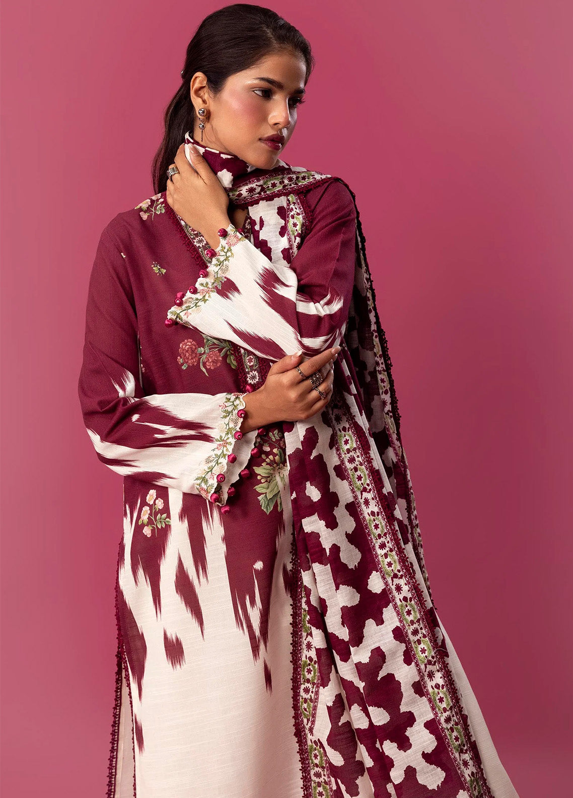 Mahay By Sana Safinaz Embroidered Slub 2 Piece Unstitched Suit H243-021A-2BQ Mahay By Sana Safinaz Embroidered Slub 2 Piece Unstitched Suit H243-021A-2BQ