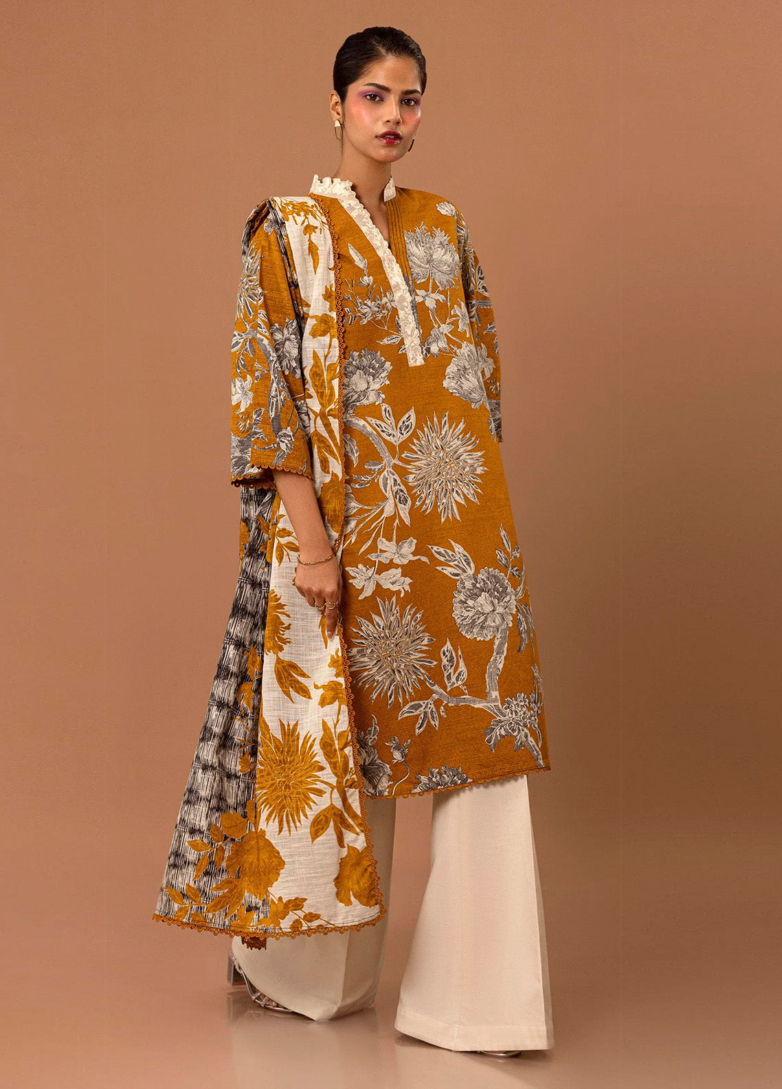 Mahay By Sana Safinaz Embroidered Slub 2 Piece Unstitched Suit H243-023B-2BQ Mahay By Sana Safinaz Embroidered Slub 2 Piece Unstitched Suit H243-023B-2BQ