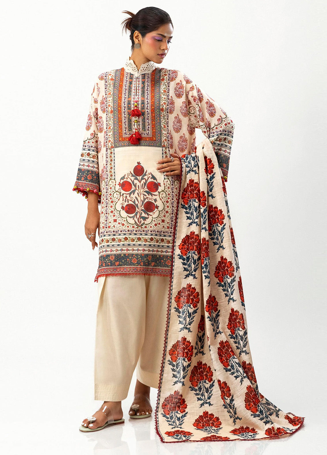 Mahay By Sana Safinaz Printed Slub 2 Piece Unstitched Suit H243-003A-2Q Mahay By Sana Safinaz Printed Slub 2 Piece Unstitched Suit H243-003A-2Q