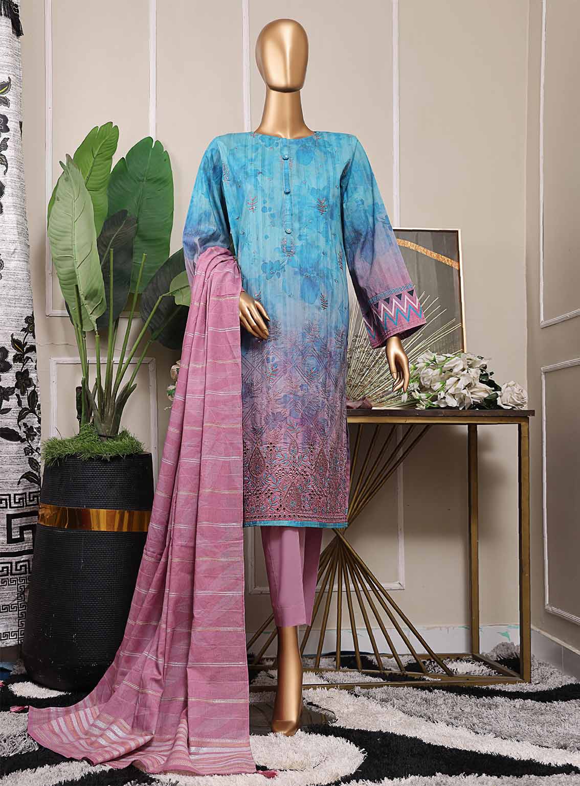 Mahee By HZ Textile Embroidered Cotton Lawn 3 Piece Unstitched Suit HZ25MEFJV2 MEJ-1255 Mahee By HZ Textile Embroidered Cotton Lawn 3 Piece Unstitched Suit HZ25MEFJV2 MEJ-1255