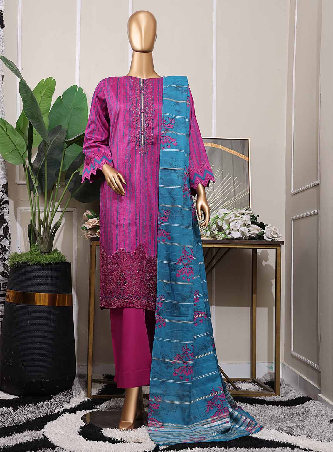 Mahee By HZ Textile Embroidered Cotton Lawn 3 Piece Unstitched Suit HZ25MEFJV2 MEJ-1257 Mahee By HZ Textile Embroidered Cotton Lawn 3 Piece Unstitched Suit HZ25MEFJV2 MEJ-1257