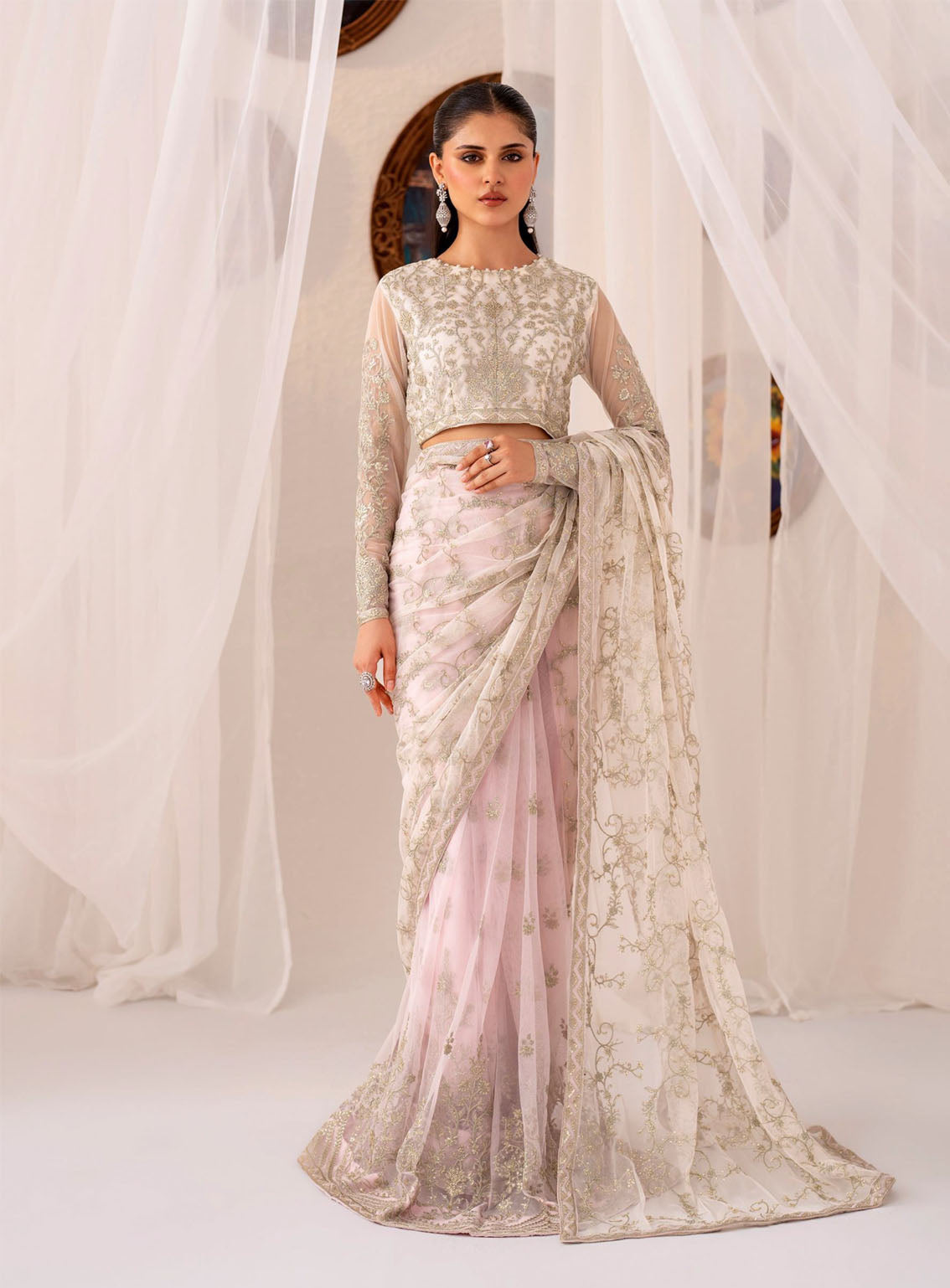 Maheer By Zarif Formal Embroidered Net 3 Piece Unstitched Suit ZF24M ZMU-01 PEARL Maheer By Zarif Formal Embroidered Net 3 Piece Unstitched Suit ZF24M ZMU-01 PEARL