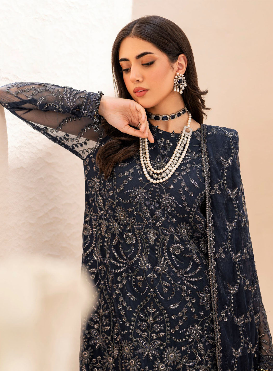Maheer By Zarif Formal Embroidered Net 3 Piece Unstitched Suit ZF24M ZMU-02 ILANA Maheer By Zarif Formal Embroidered Net 3 Piece Unstitched Suit ZF24M ZMU-02 ILANA