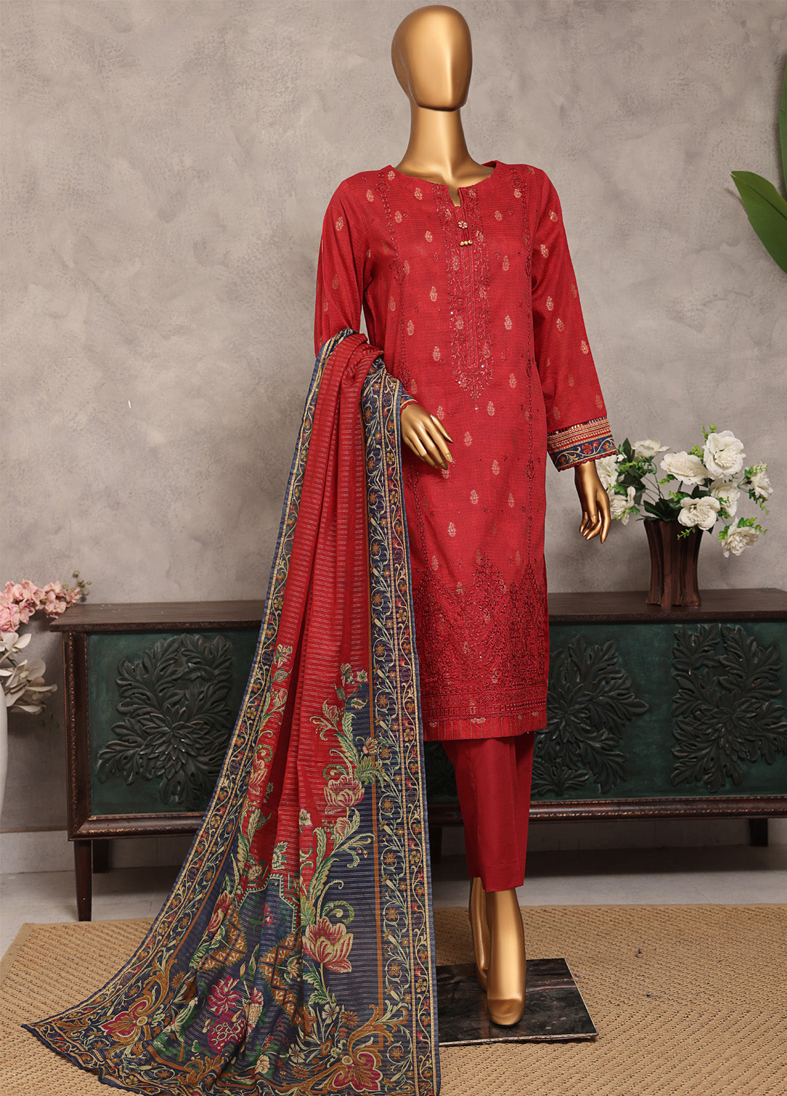 Majestic By HZ Textile Embroidered Jacquard 3 Piece Unstitched Suit HZ25M MJE-13 Majestic By HZ Textile Embroidered Jacquard 3 Piece Unstitched Suit HZ25M MJE-13