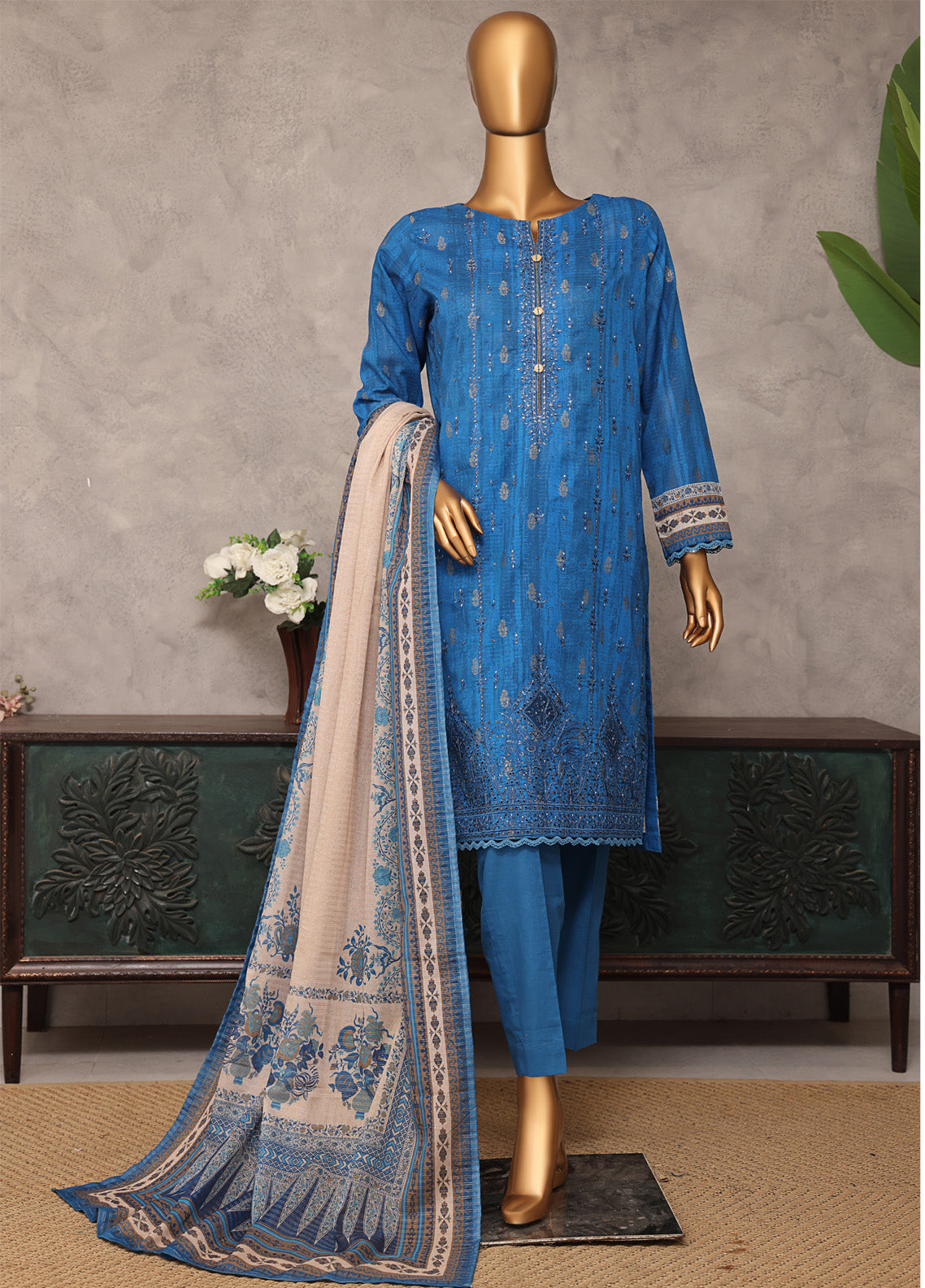 Majestic By HZ Textile Embroidered Jacquard 3 Piece Unstitched Suit HZ25M MJE-15 Majestic By HZ Textile Embroidered Jacquard 3 Piece Unstitched Suit HZ25M MJE-15