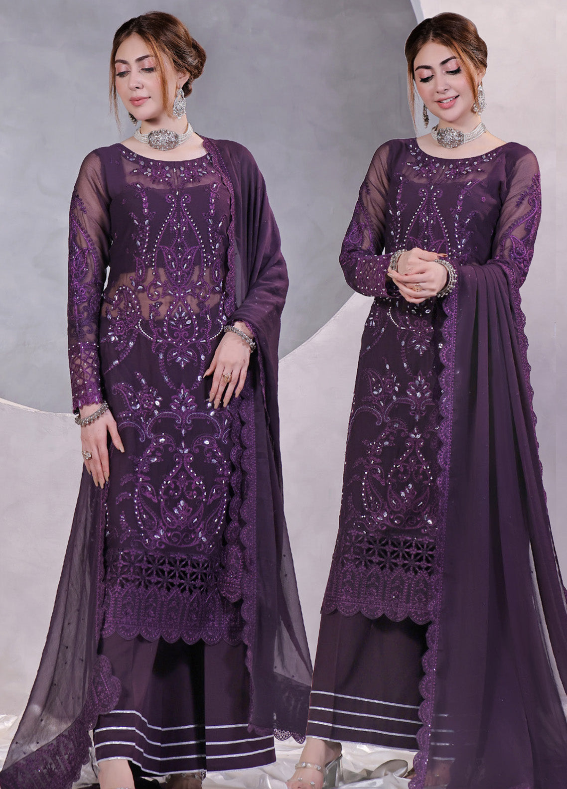 Manaar By Soghat Creation Embroidered Chiffon 3 Piece Unstitched Suit SC24LHC LC-07 Manaar By Soghat Creation Embroidered Chiffon 3 Piece Unstitched Suit SC24LHC LC-07