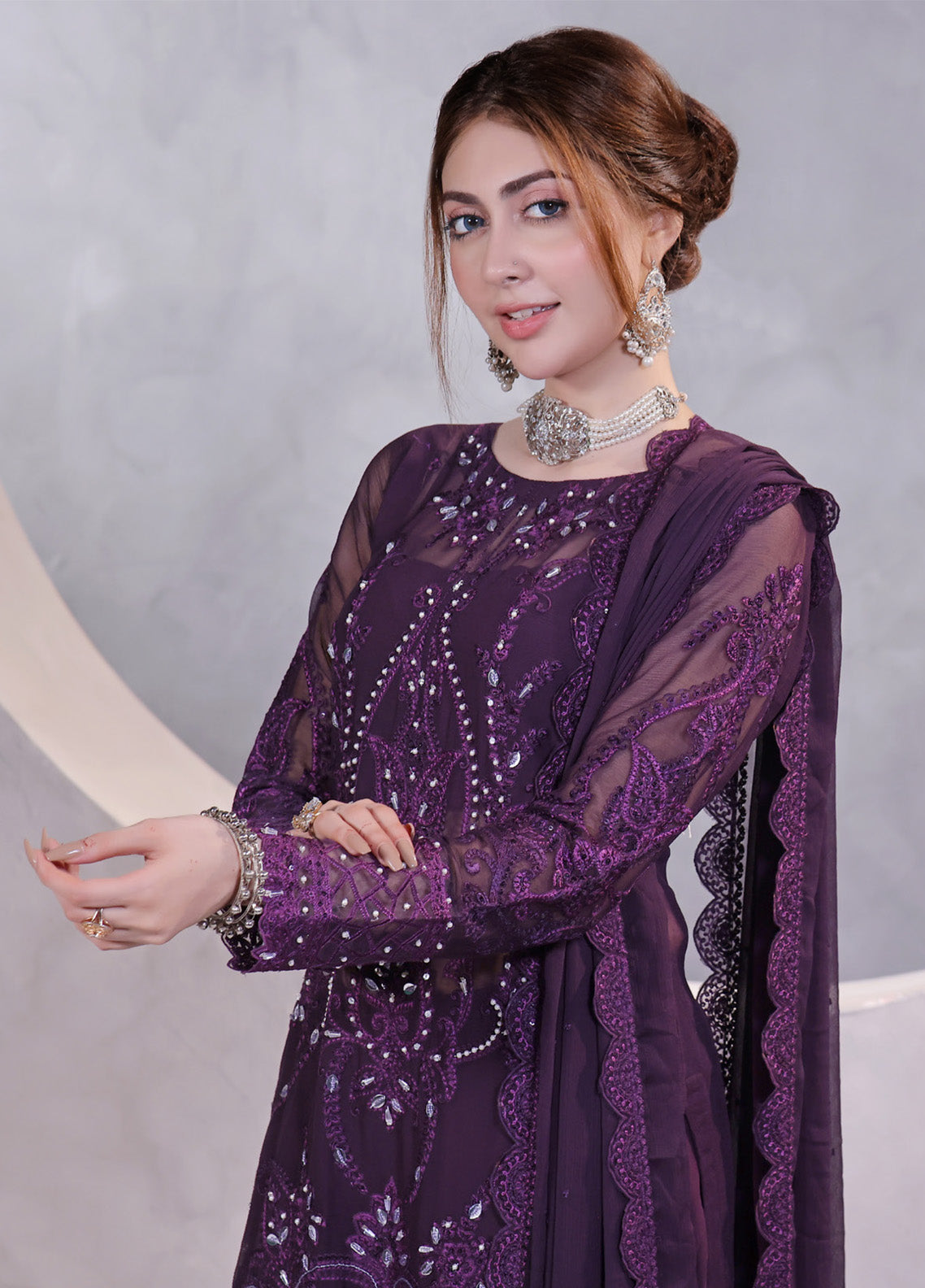 Manaar By Soghat Creation Embroidered Chiffon 3 Piece Unstitched Suit SC24LHC LC-07 Manaar By Soghat Creation Embroidered Chiffon 3 Piece Unstitched Suit SC24LHC LC-07