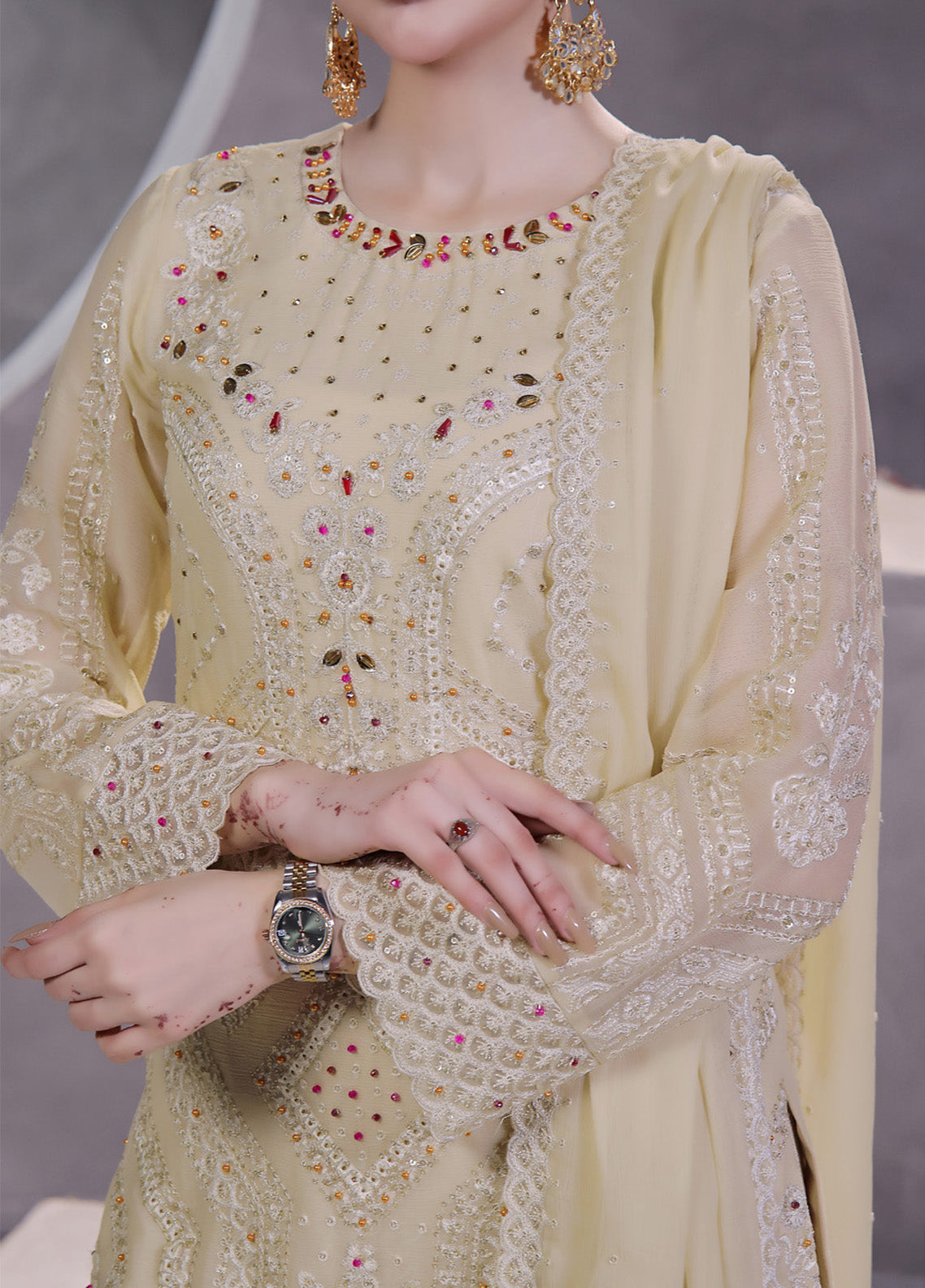 Manaar By Soghat Creation Embroidered Chiffon 3 Piece Unstitched Suit SC24LHC LC-08 Manaar By Soghat Creation Embroidered Chiffon 3 Piece Unstitched Suit SC24LHC LC-08