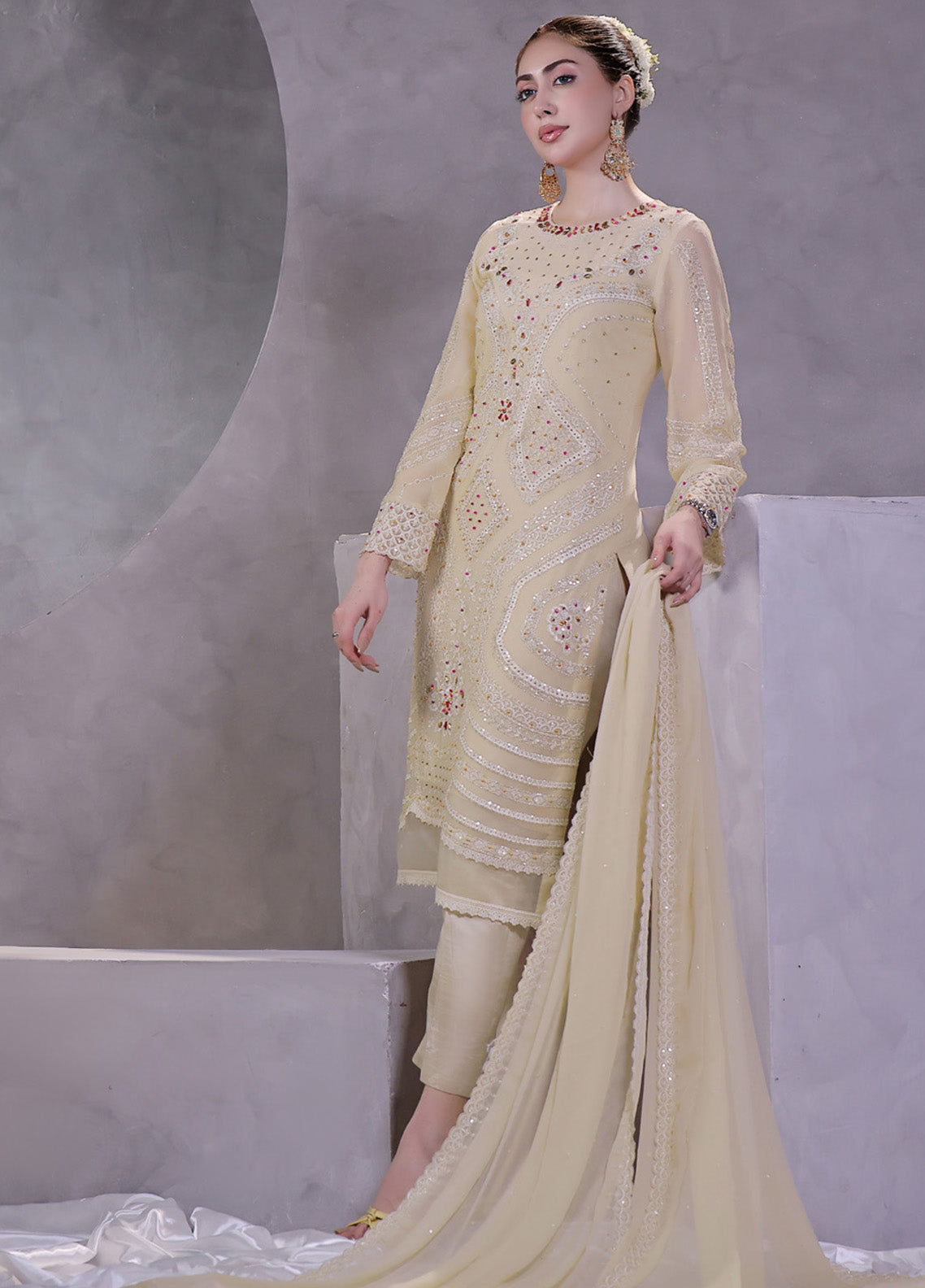 Manaar By Soghat Creation Embroidered Chiffon 3 Piece Unstitched Suit SC24LHC LC-08 Manaar By Soghat Creation Embroidered Chiffon 3 Piece Unstitched Suit SC24LHC LC-08