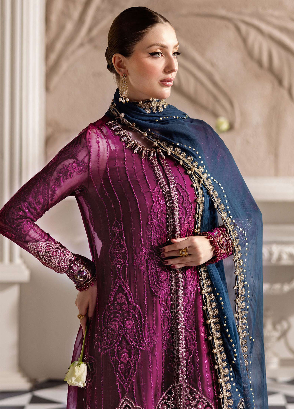 Maria B Embroidered Chiffon 3 Piece Unstitched Suit MB25C D-02 Maria B Embroidered Chiffon 3 Piece Unstitched Suit MB25C D-02