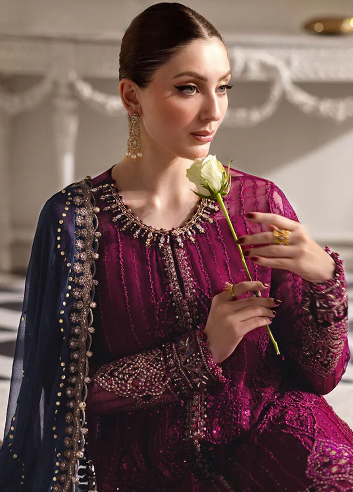 Maria B Embroidered Chiffon 3 Piece Unstitched Suit MB25C D-02 Maria B Embroidered Chiffon 3 Piece Unstitched Suit MB25C D-02