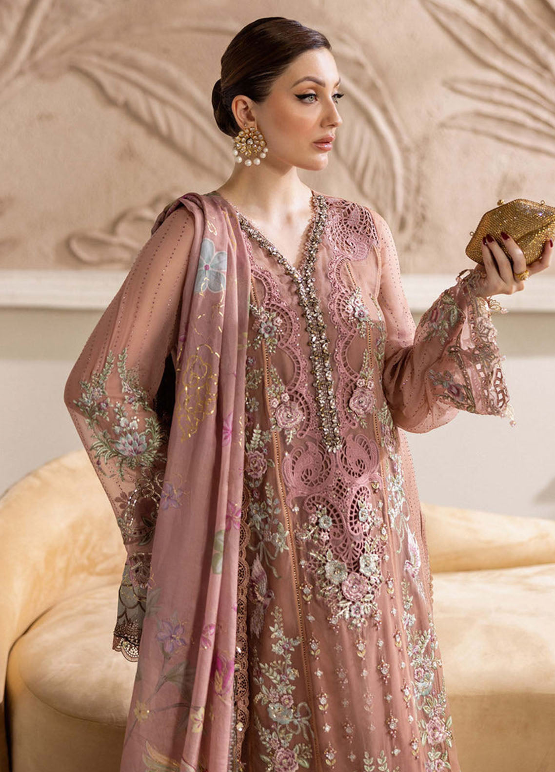 Maria B Embroidered Chiffon 3 Piece Unstitched Suit MB25C D-05 Maria B Embroidered Chiffon 3 Piece Unstitched Suit MB25C D-05