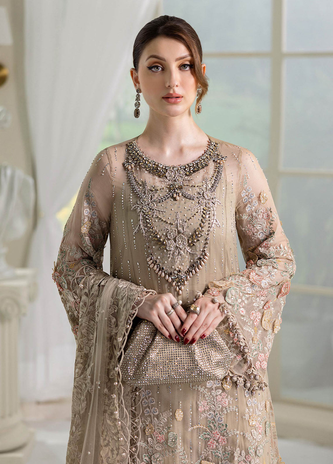 Maria B Embroidered Chiffon 3 Piece Unstitched Suit MB25C D-07 Maria B Embroidered Chiffon 3 Piece Unstitched Suit MB25C D-07