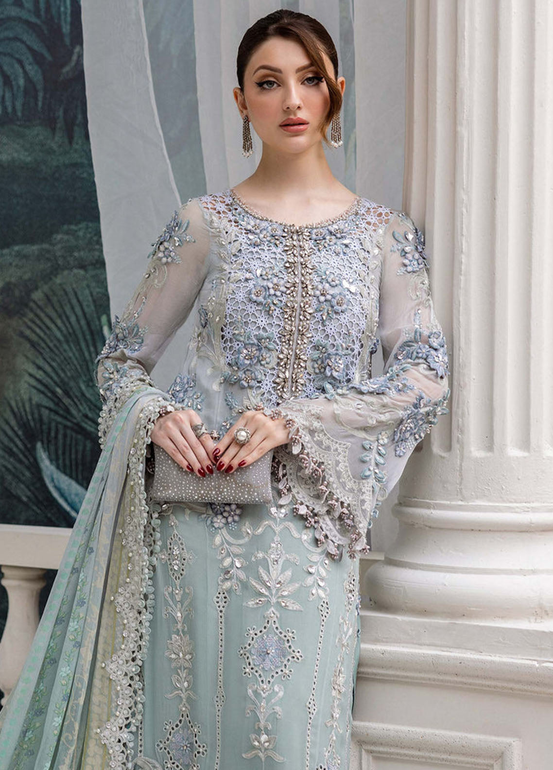 Maria B Embroidered Chiffon 3 Piece Unstitched Suit MB25C D-08 Maria B Embroidered Chiffon 3 Piece Unstitched Suit MB25C D-08
