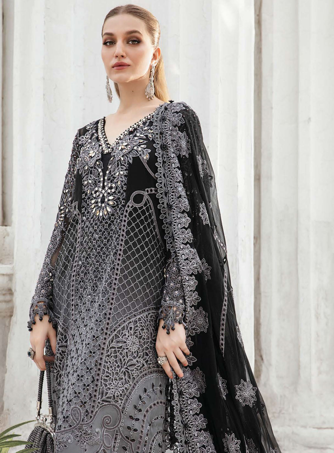 Maria B Luxury Formal Embroidered Chiffon 3 Piece Unstitched Suit MB24C D-01 Maria B Luxury Formal Embroidered Chiffon 3 Piece Unstitched Suit MB24C D-01