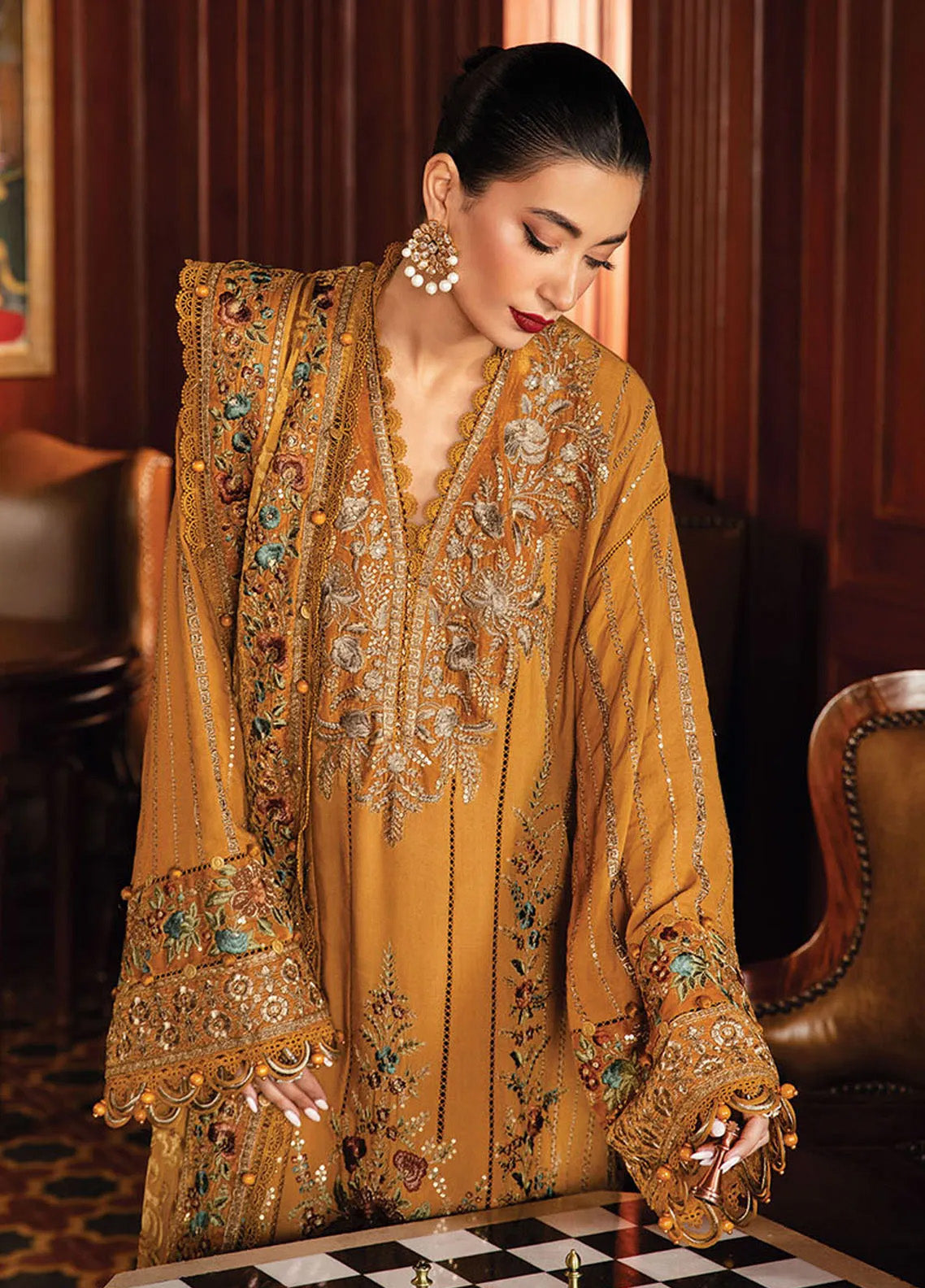 Maria B Winter Luxe Embroidered Twill Linen 3 Piece Unstitched Suit MB24WL DL-1207 Maria B Winter Luxe Embroidered Twill Linen 3 Piece Unstitched Suit MB24WL DL-1207
