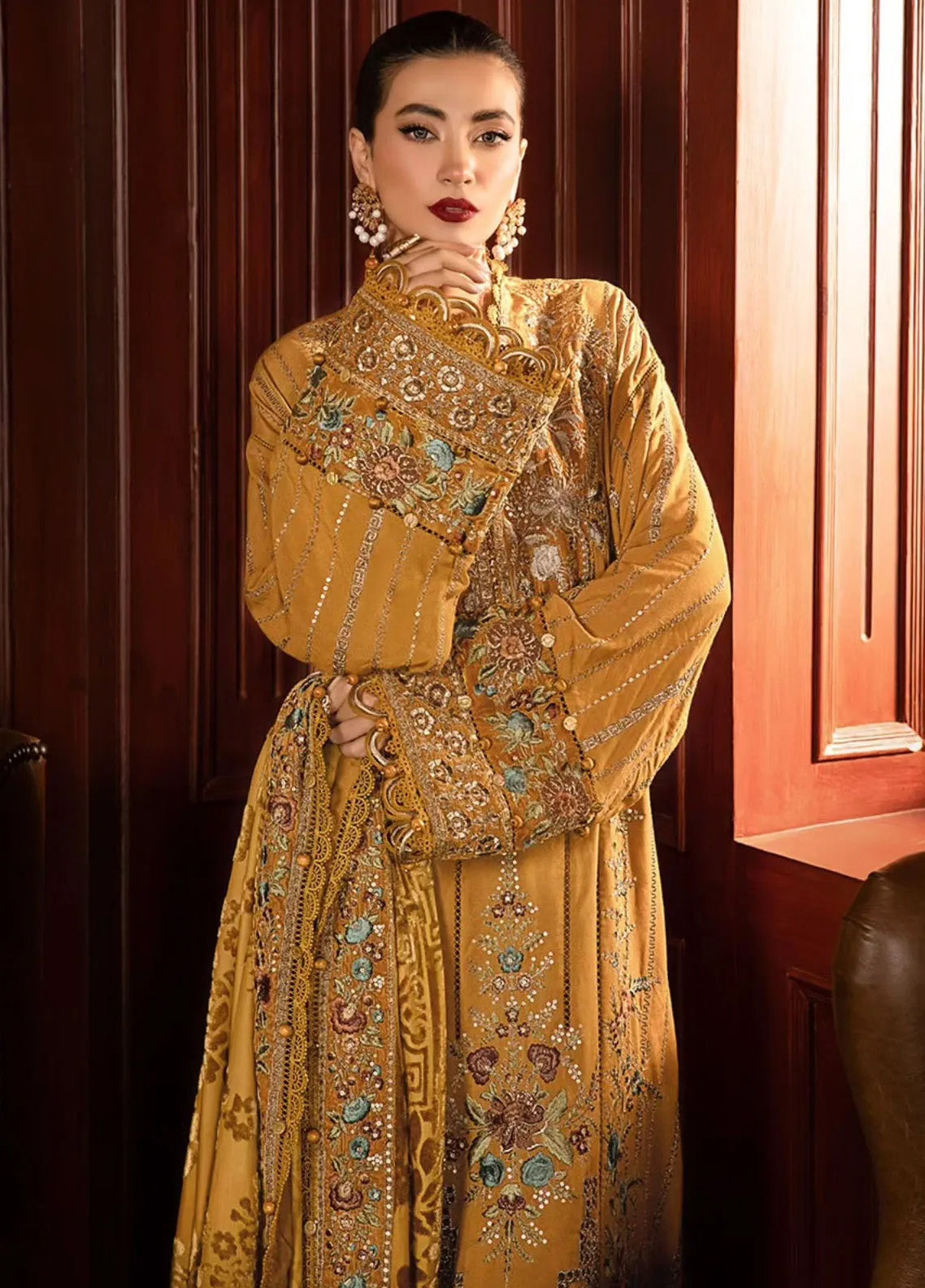 Maria B Winter Luxe Embroidered Twill Linen 3 Piece Unstitched Suit MB24WL DL-1207 Maria B Winter Luxe Embroidered Twill Linen 3 Piece Unstitched Suit MB24WL DL-1207