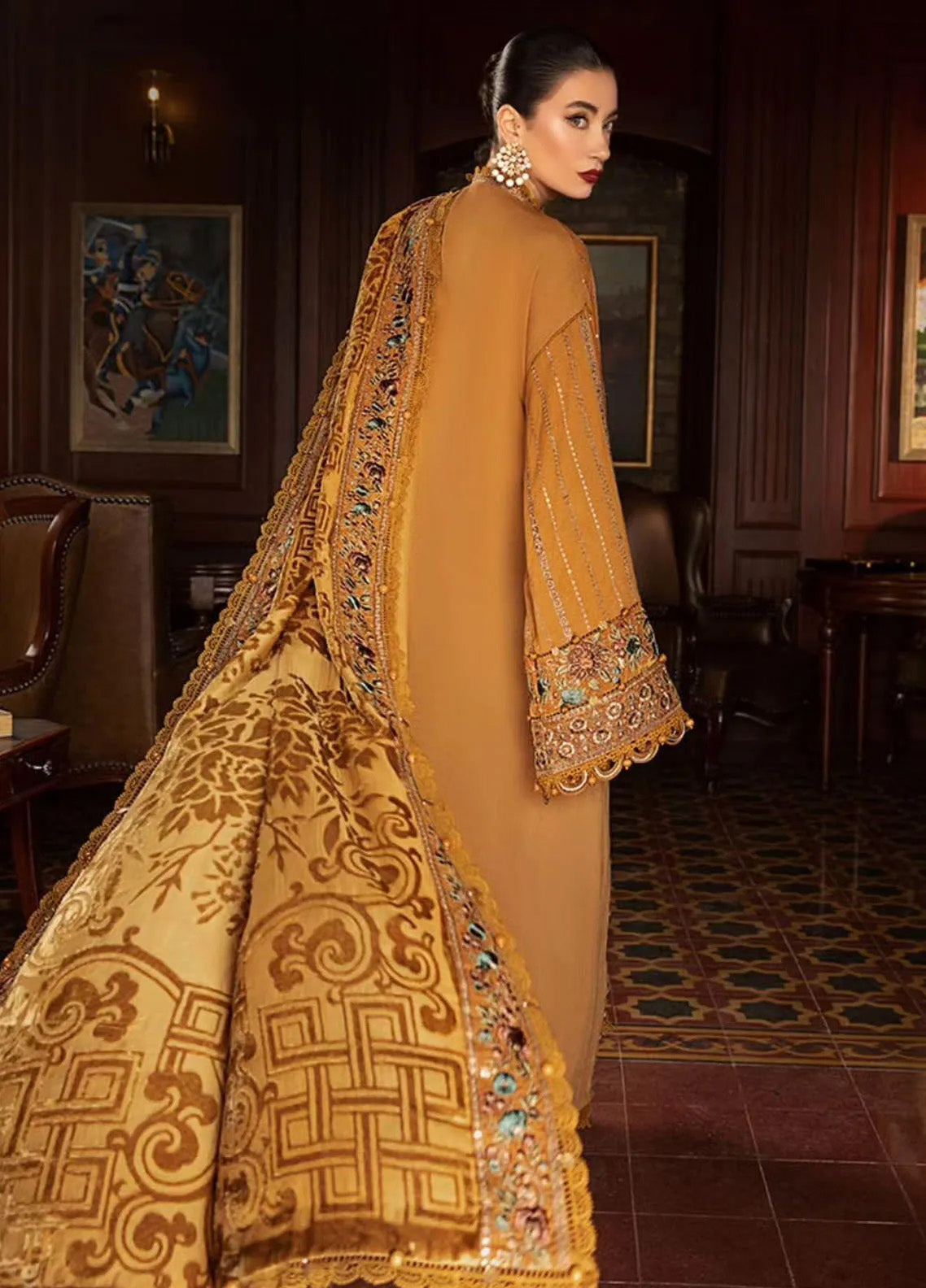 Maria B Winter Luxe Embroidered Twill Linen 3 Piece Unstitched Suit MB24WL DL-1207 Maria B Winter Luxe Embroidered Twill Linen 3 Piece Unstitched Suit MB24WL DL-1207