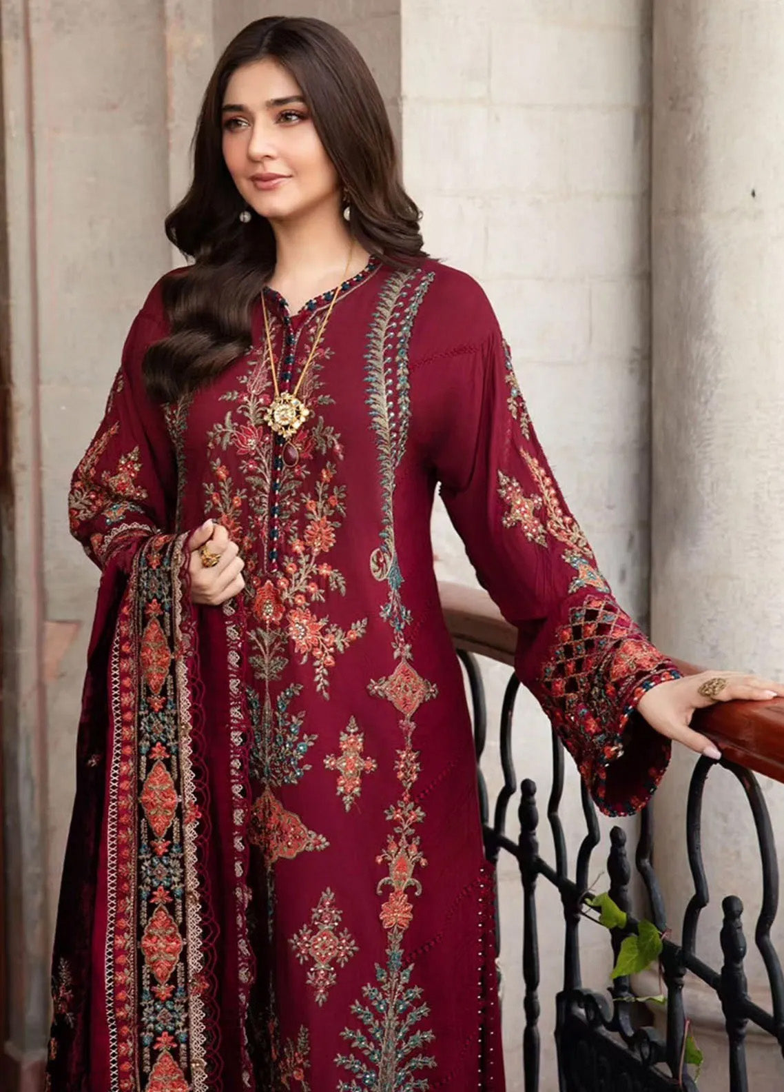 Maria B Winter Luxe Embroidered Twill Linen 3 Piece Unstitched Suit MB24WL DL-1210 Maria B Winter Luxe Embroidered Twill Linen 3 Piece Unstitched Suit MB24WL DL-1210