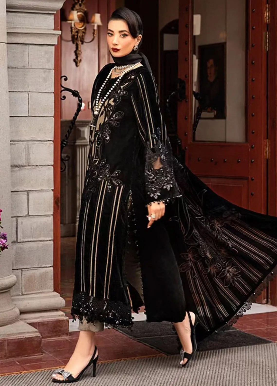 Maria B Winter Luxe Embroidered Velvet 3 Piece Unstitched Suit MB24WL DL-1205 Maria B Winter Luxe Embroidered Velvet 3 Piece Unstitched Suit MB24WL DL-1205