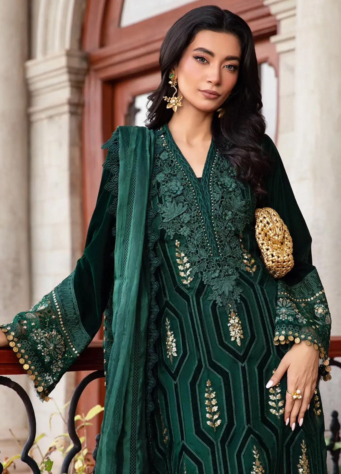 Maria B Winter Luxe Embroidered Velvet 3 Piece Unstitched Suit MB24WL DL-1212 Maria B Winter Luxe Embroidered Velvet 3 Piece Unstitched Suit MB24WL DL-1212