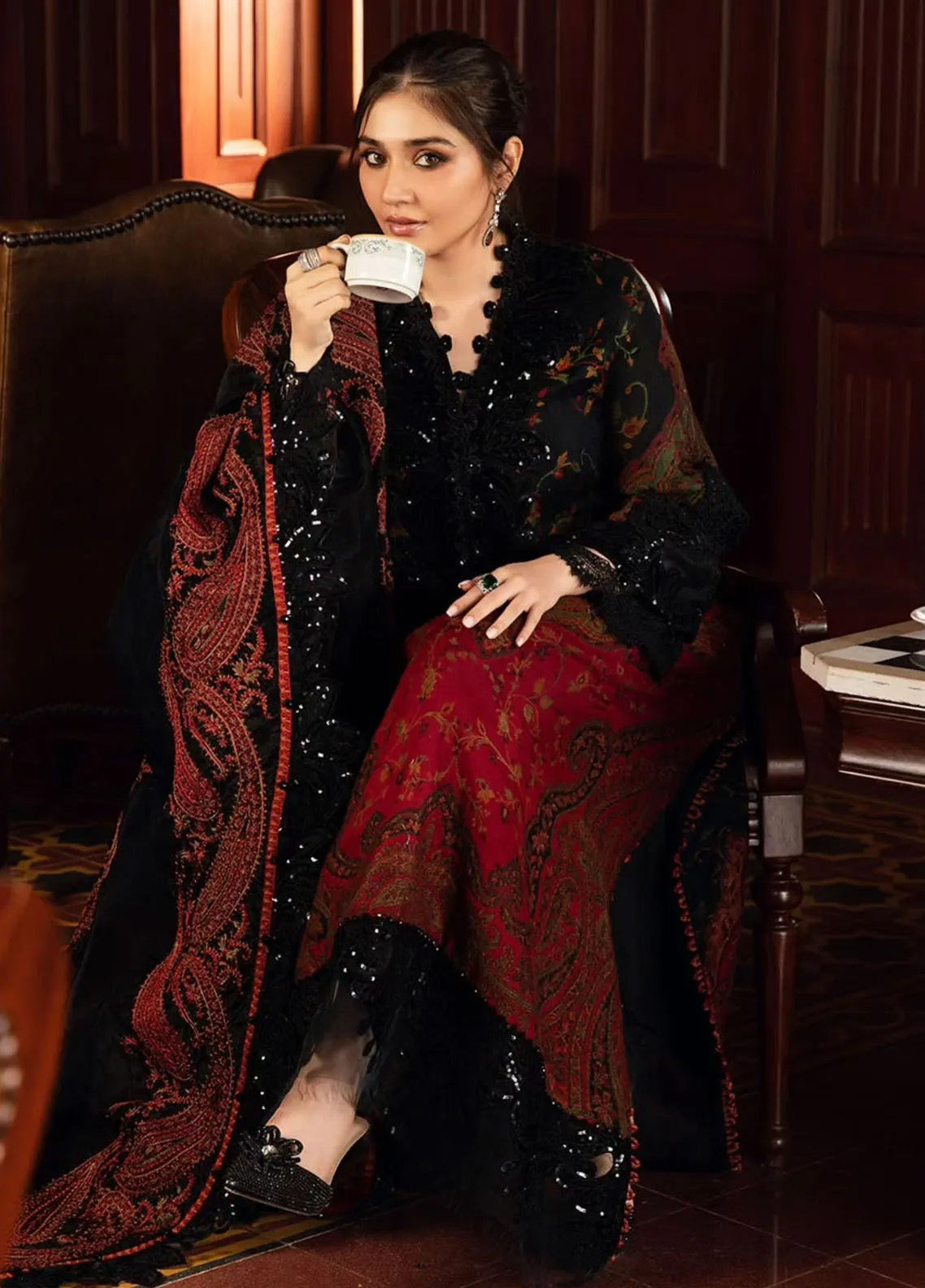 Maria B Winter Luxe Embroidered Woven 3 Piece Unstitched Suit MB24WL DL-1204 Maria B Winter Luxe Embroidered Woven 3 Piece Unstitched Suit MB24WL DL-1204
