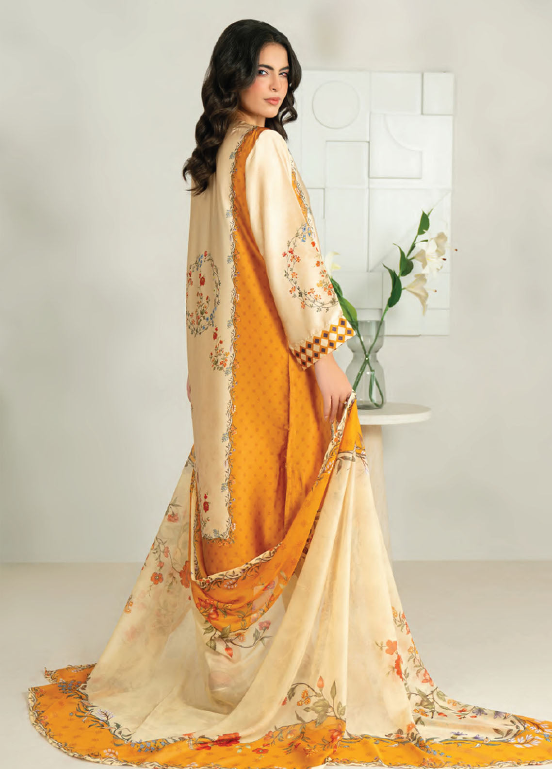 Marine By Rashid Textile Luxury Printed Silk 3 Piece Unstitched Suit RT25LS D-1004 Marine By Rashid Textile Luxury Printed Silk 3 Piece Unstitched Suit RT25LS D-1004