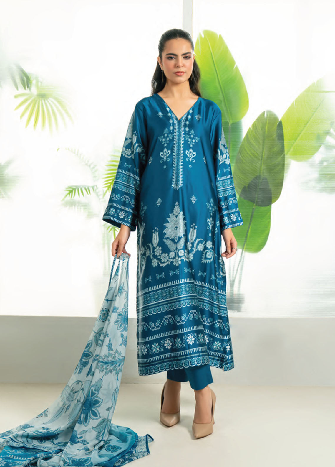 Marine By Rashid Textile Luxury Printed Silk 3 Piece Unstitched Suit RT25LS D-1005 Marine By Rashid Textile Luxury Printed Silk 3 Piece Unstitched Suit RT25LS D-1005