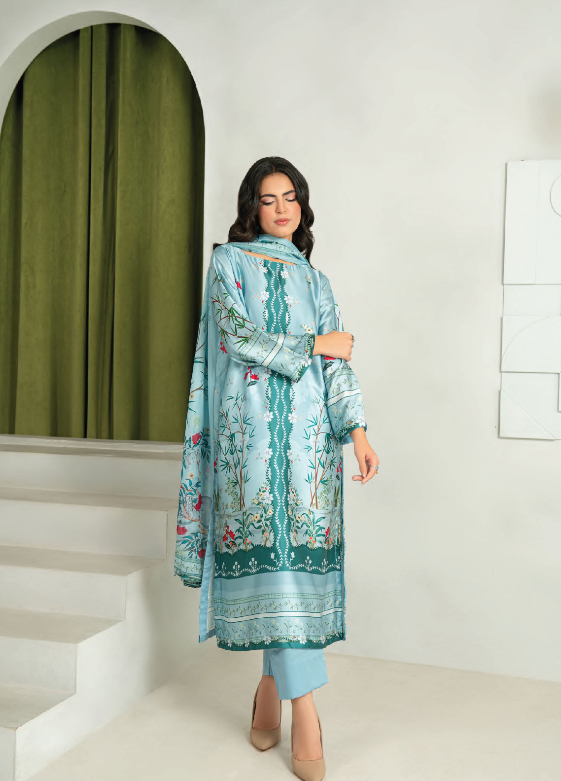 Marine By Rashid Textile Luxury Printed Silk 3 Piece Unstitched Suit RT25LS D-1007 Marine By Rashid Textile Luxury Printed Silk 3 Piece Unstitched Suit RT25LS D-1007