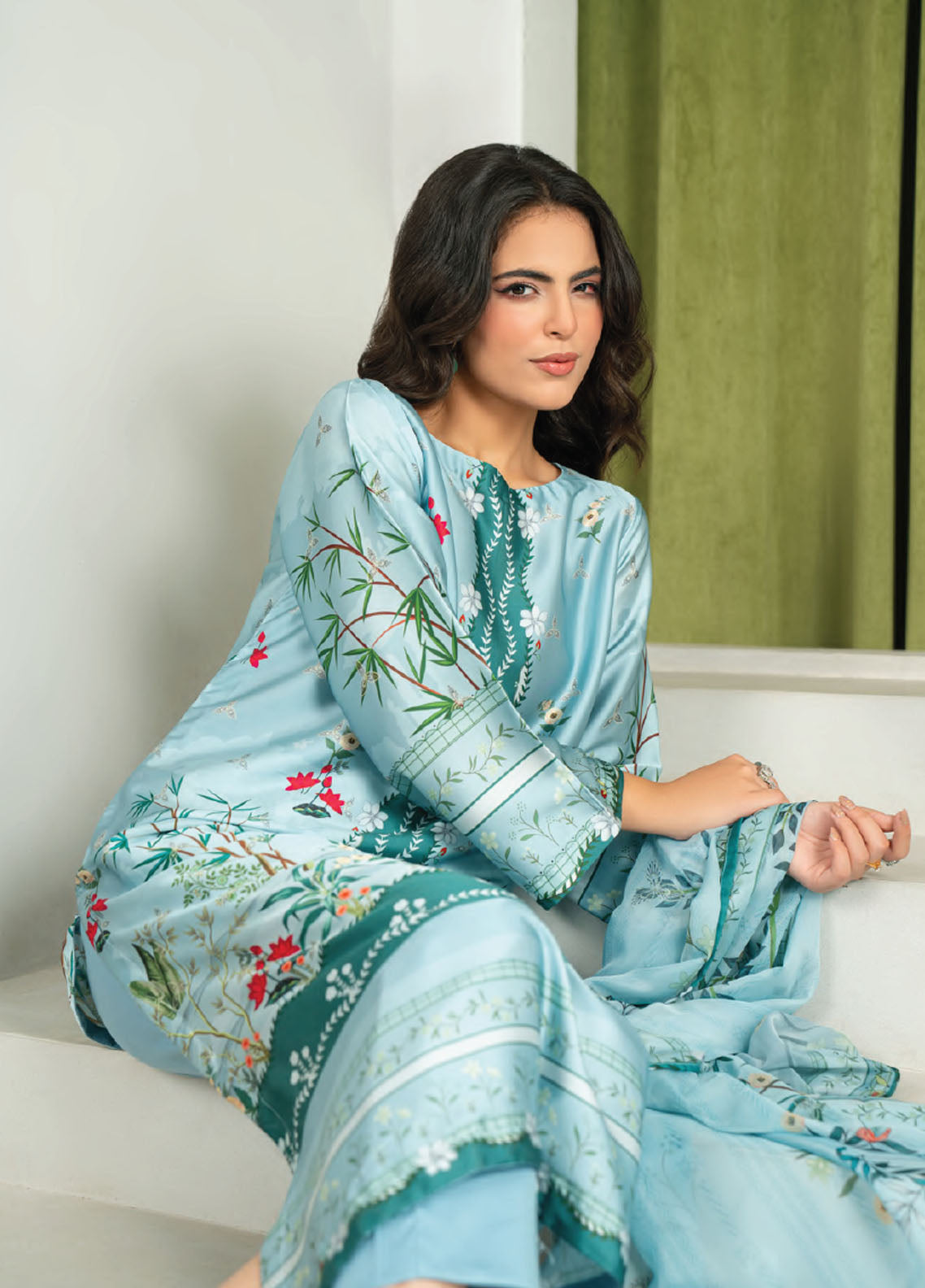 Marine By Rashid Textile Luxury Printed Silk 3 Piece Unstitched Suit RT25LS D-1007 Marine By Rashid Textile Luxury Printed Silk 3 Piece Unstitched Suit RT25LS D-1007