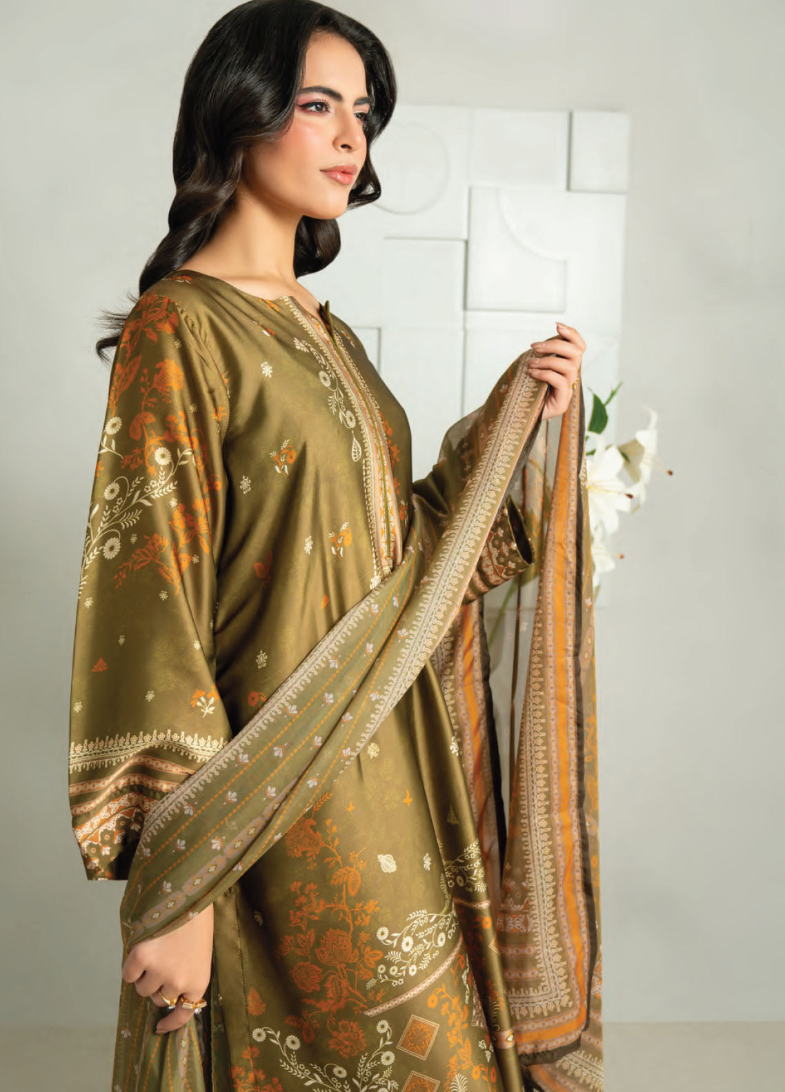 Marine By Rashid Textile Luxury Printed Silk 3 Piece Unstitched Suit RT25LS D-1009 Marine By Rashid Textile Luxury Printed Silk 3 Piece Unstitched Suit RT25LS D-1009